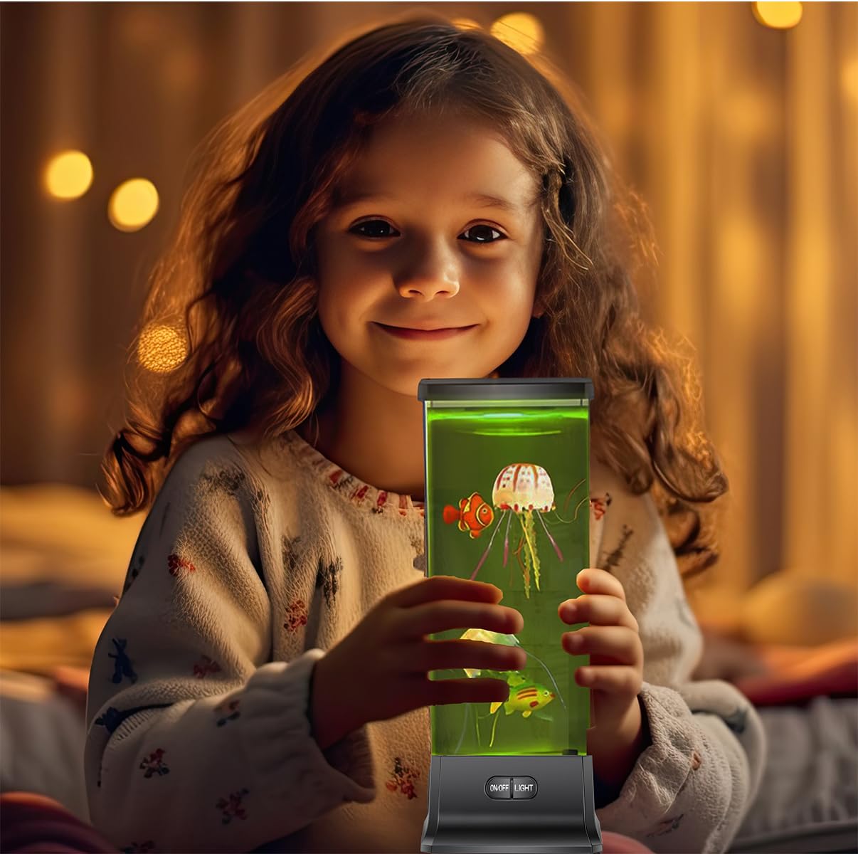 COLORLIFE Electric Jellyfish Tank Table Lamp - Color Changing Light, Black, Model GSL-001, Plastic, Mood Light for Home Deco