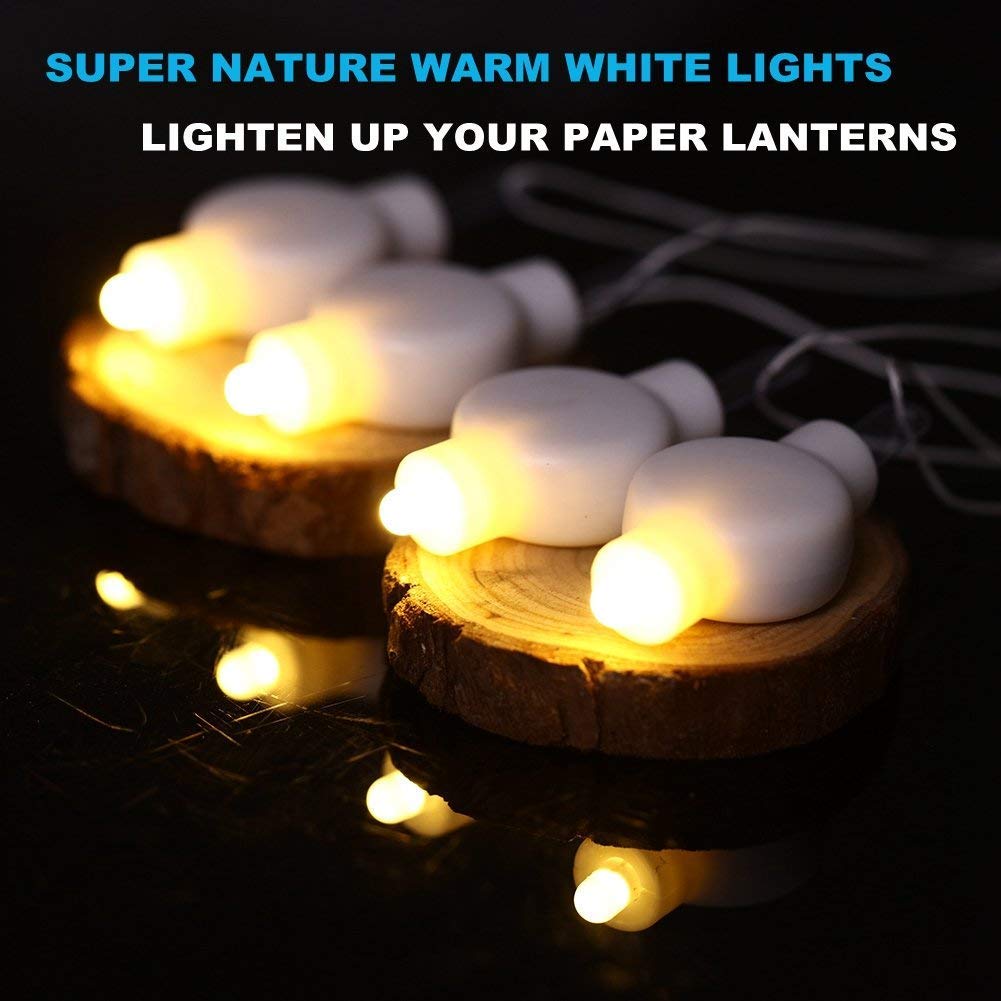 LOGUIDE LED Paper Lantern Lights, Waterproof Warm White, 12-Pack, Battery Operated, Model HZ-300, Ideal for Party Decorations