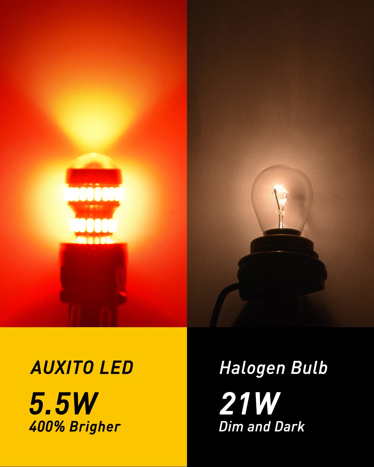 AUXITO LED Bulb for Tail Lights, 3156/3157, 400% Brighter, Brilliant Red, Model T25-54SMD-Red