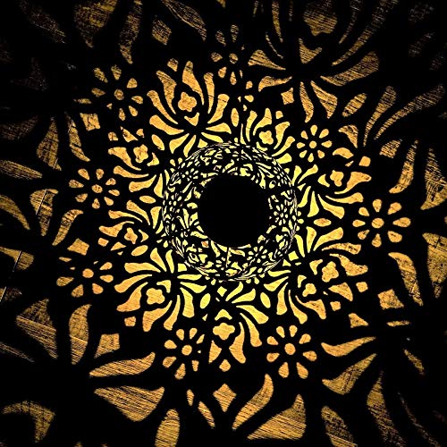 EXCMARK Solar Hanging Lantern Lights, Black, Metal, Floral Model, 9.1x5.5 inch, Decorative Christmas Light for Garden, Patio, Lawn