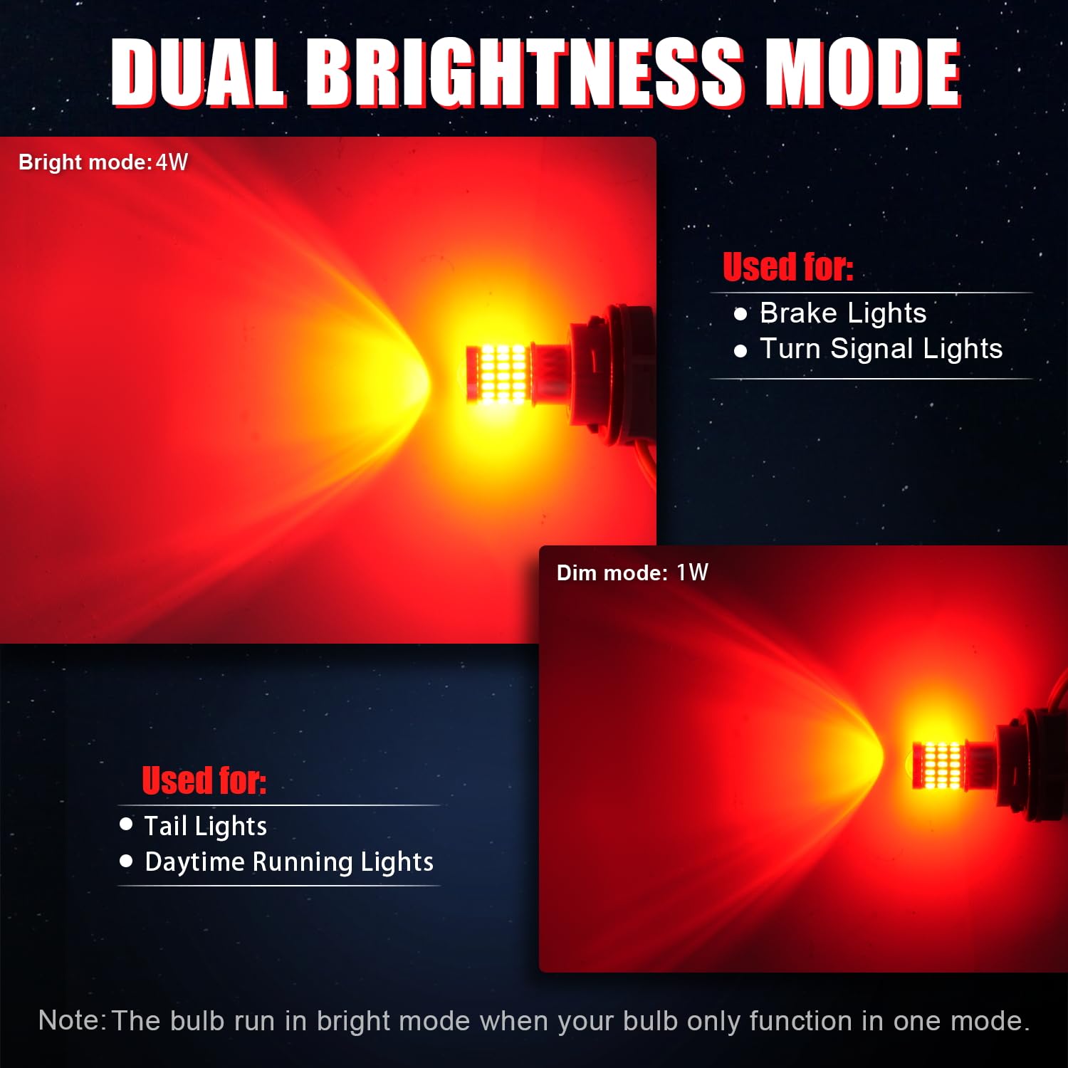 iBrightstar 3157 LED Bulbs Red, Super Bright Brake Light Bulbs for Turn Signal, 2 Pack