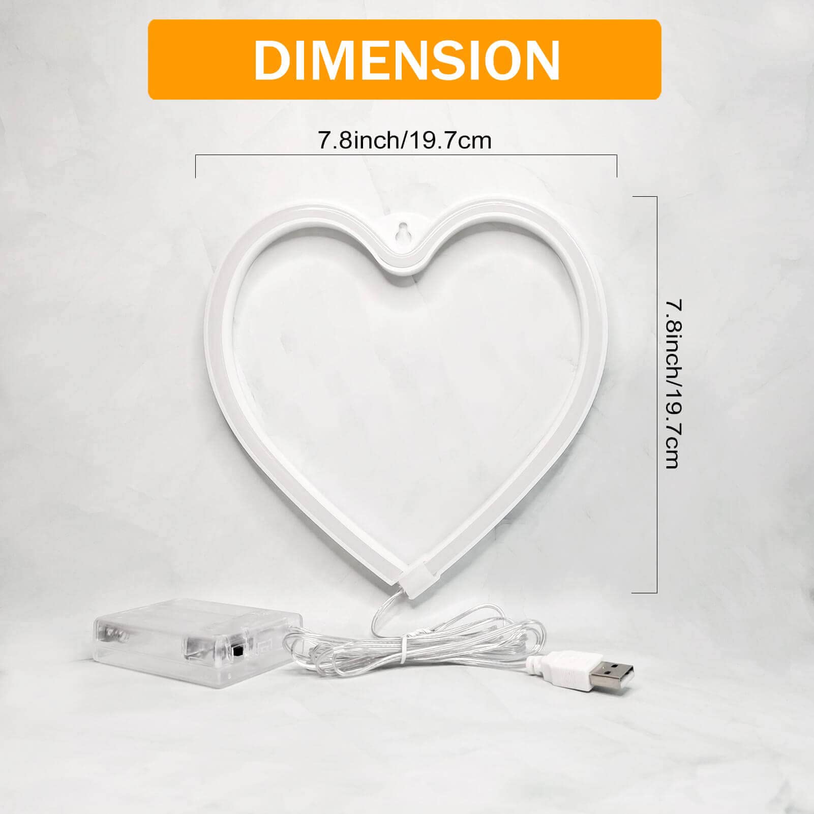 VIFULIN Neon Heart Sign Light, Red LED Wall Decor, USB/Battery Operated, 7.8x7.8x0.6in, Model QDJZAX.G036R