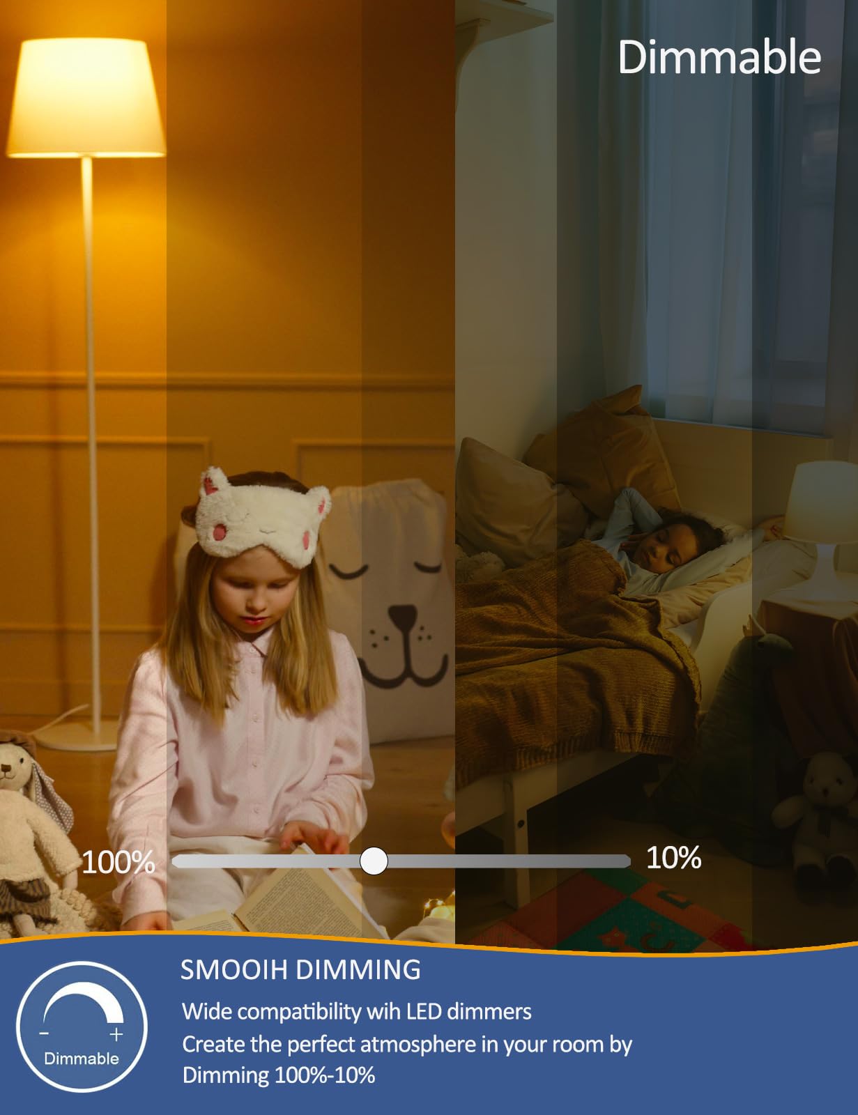 Zeqidou Amber Sleep Light Bulbs Dimmable, Blue Light Blocking, A15 E26 5W(40 Watt Equivalent) Dim Light Bulb,1800K Warm Light Bu