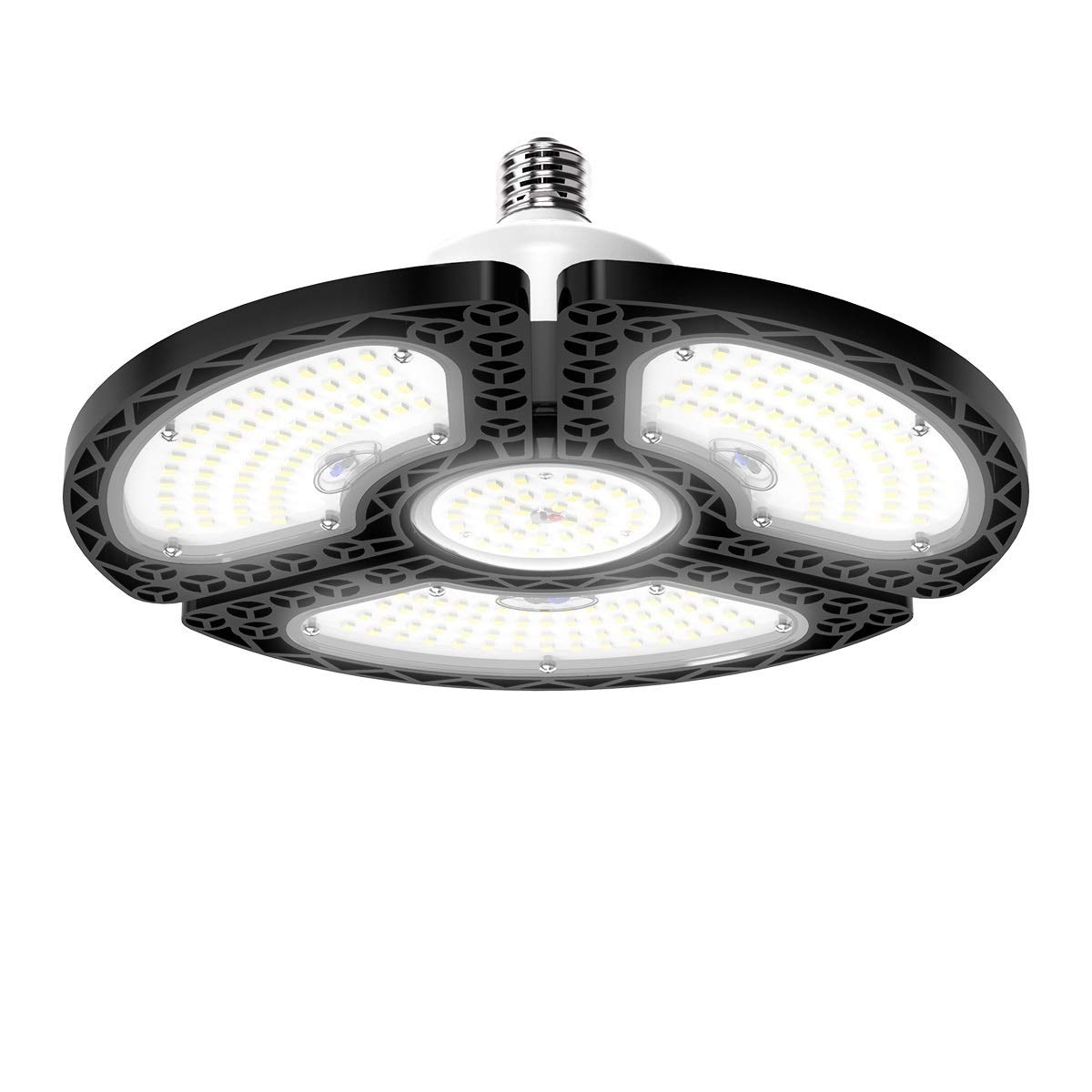 Dansny LED Garage Lights 80W, 12000 Lumens, 10in x 10in x 4.7in, Deformable with 3 Adjustable Panels, Black, Model