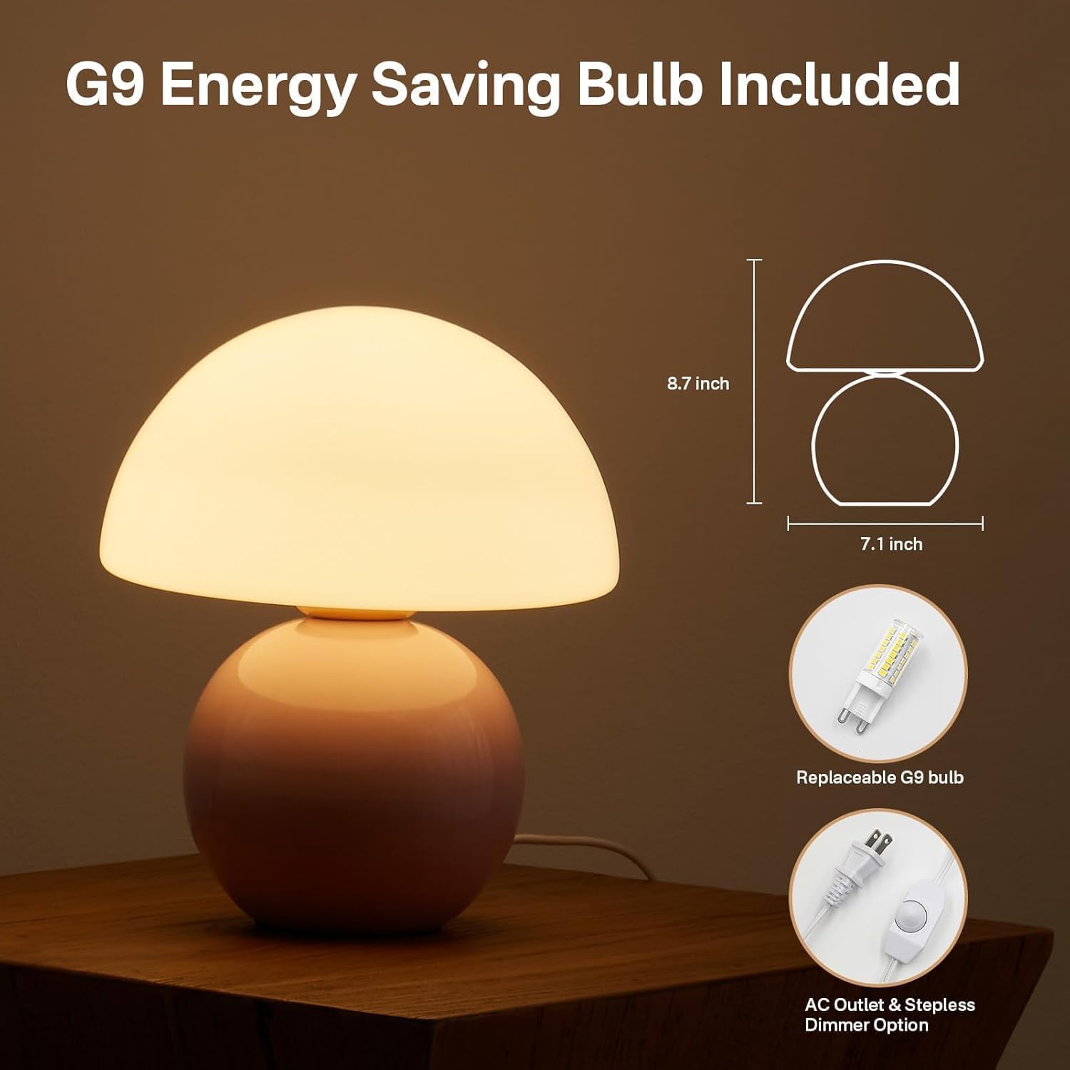 Dawnwake Mushroom Lamp Table Desk Bedside Lamp, Mushroom Decor Nightstand Small Table Lamps For Bedroom Night Stands,Cute Mini M