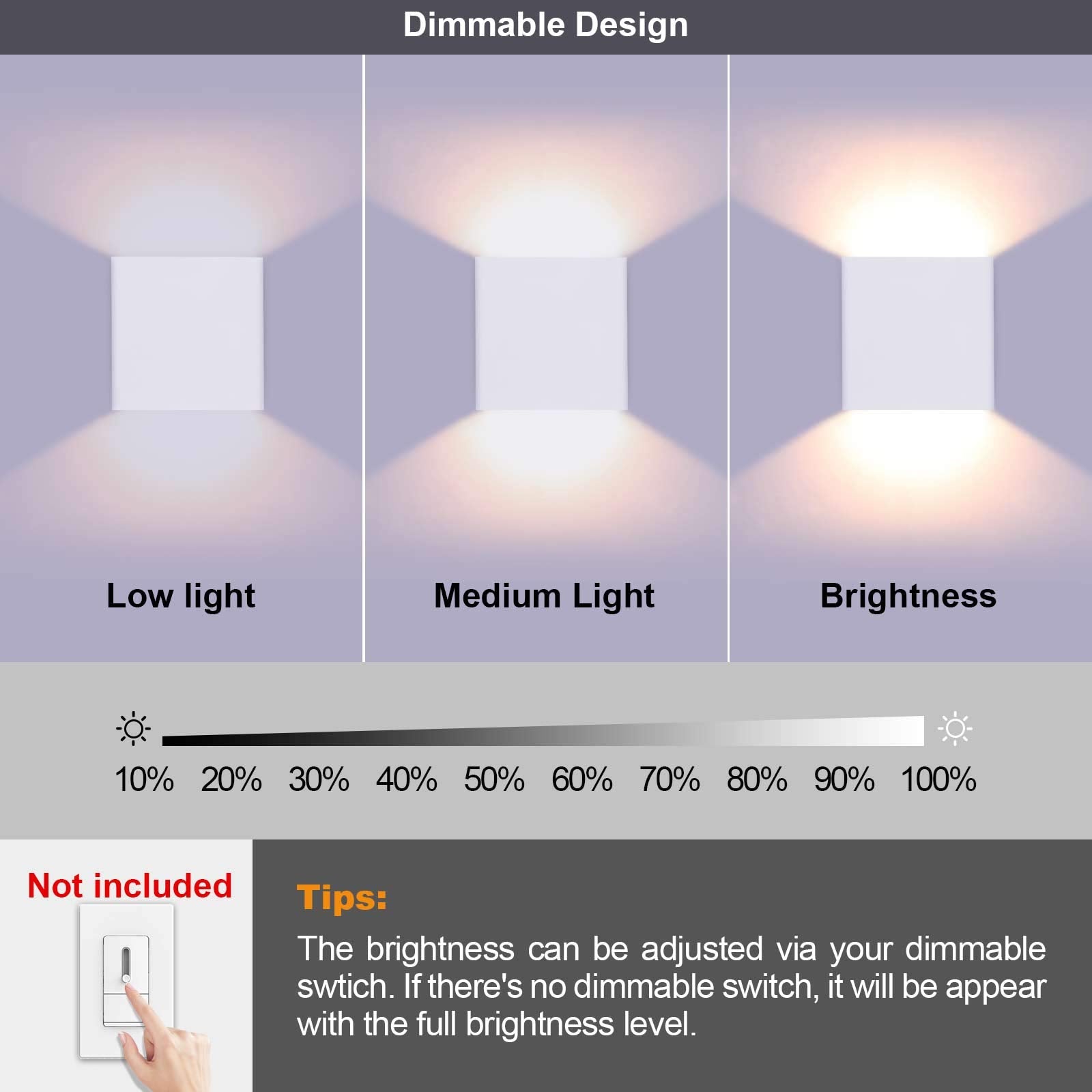 Lightess Modern Wall Sconce 10W Dimmable LED Indoor Lamp, Aluminum, Warm White, Model LG9926478