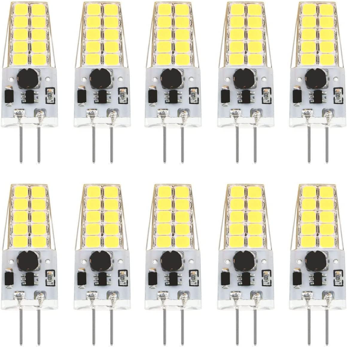 Greeogin G4 Dimmable Led Bulb 12V 24V Jc Tybe  20-30W T3 G4 Halogen Equivalent 6000K Daylight 300Lm  Chandelier Lighting/Landscape Lighting/Microwave Lighting 10Pcs