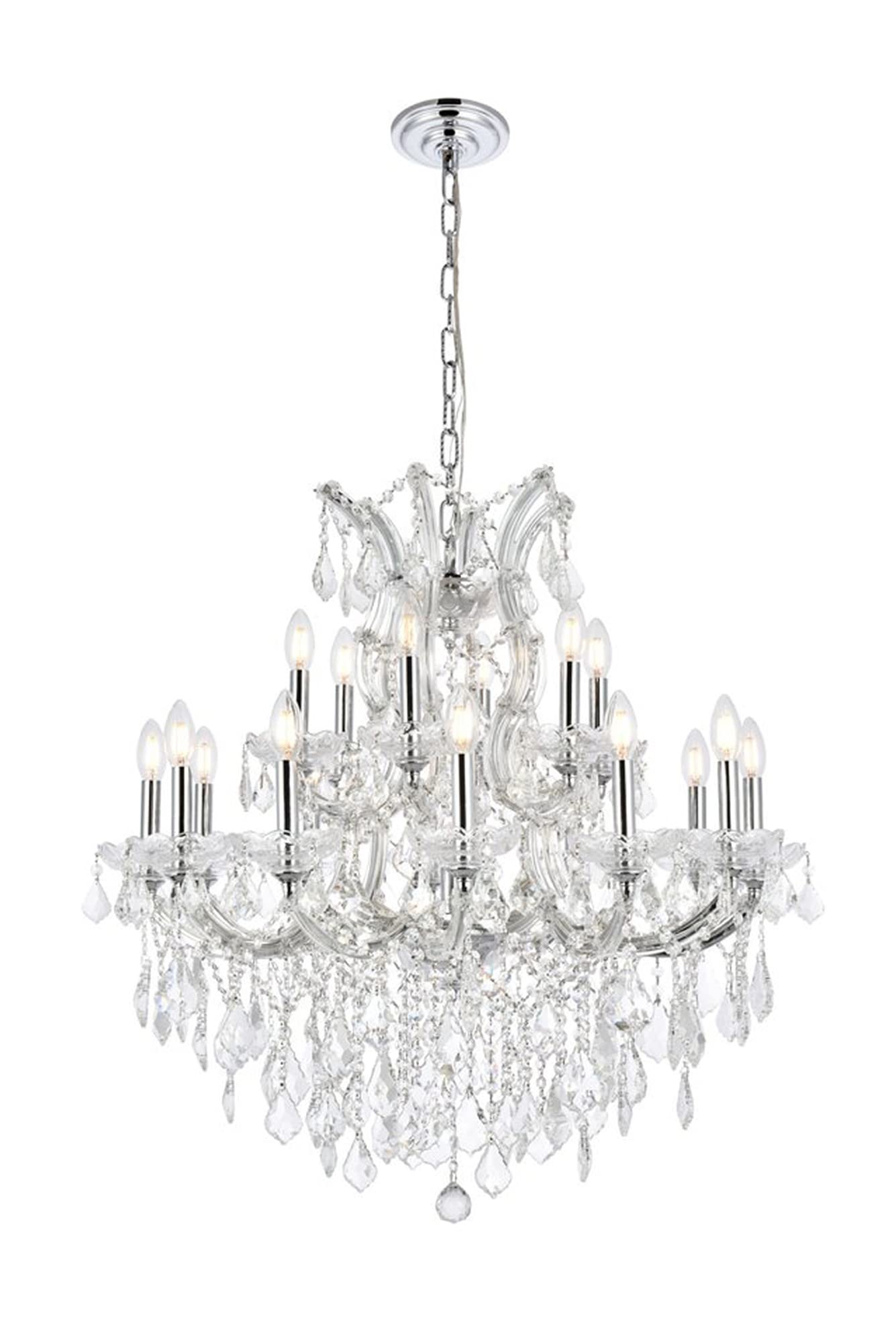 Elegant Lighting 2800D30C-Rc 30 Dia X 28 H In Maria Theresa Collection Hanging Fixture - Royal Cut- Chrome Finish