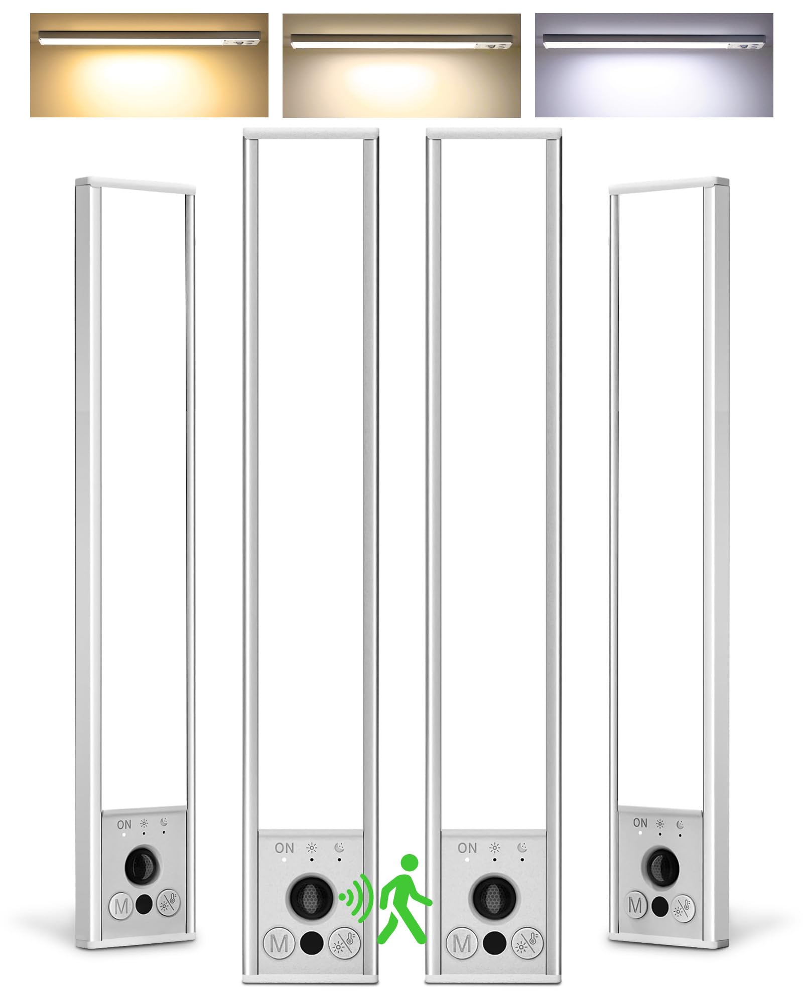 Ezvalo 4-Pack Under Cabinet Lighting  3200Mah Rechargeable Motion Sensor Light Indoor  With Dimmable & 3 Color Temps  Magnetic Closet Lights  Wireless Under Counter Lights For Kitchen  Stairs (12Inch)