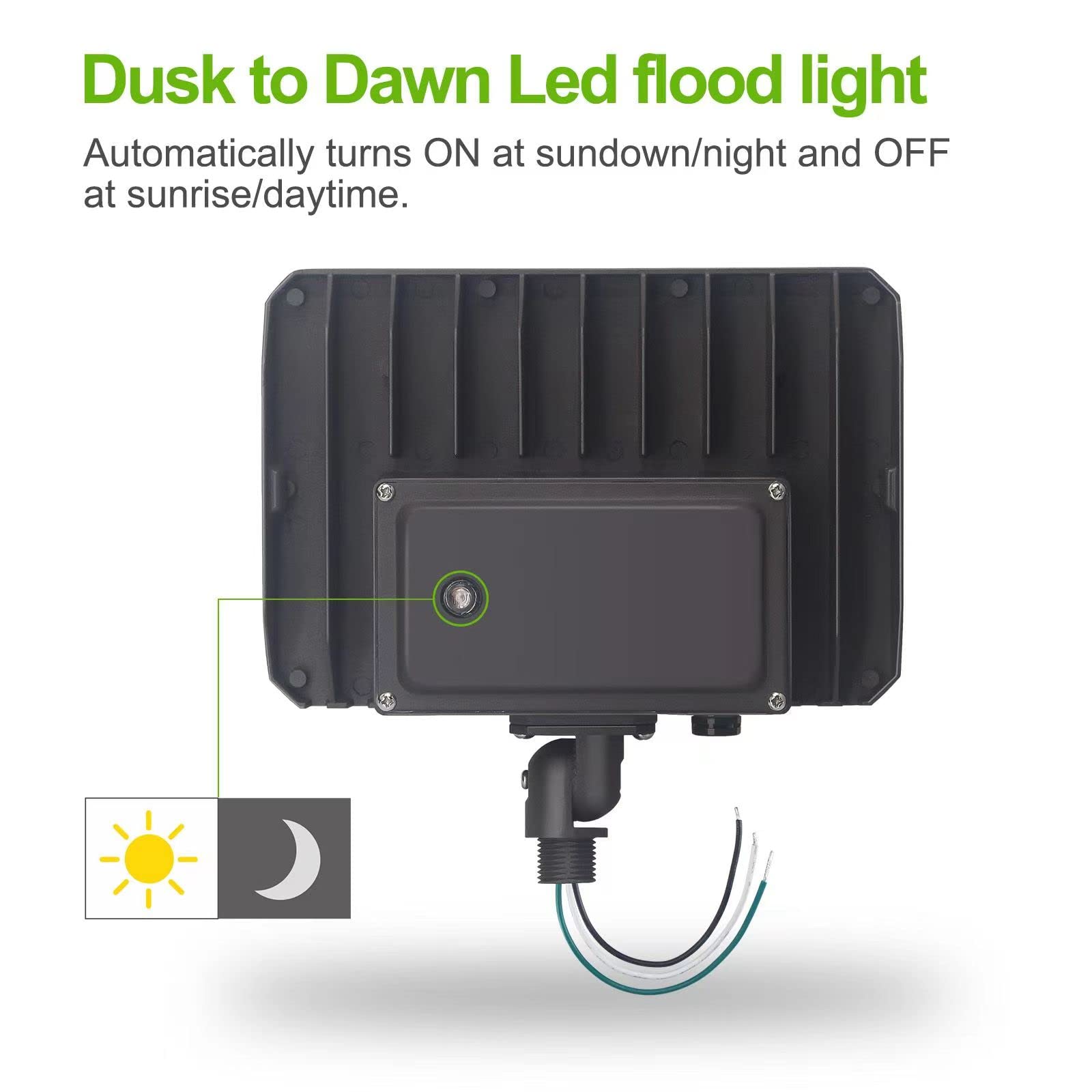 Paktonvo 100W Led Flood Light - Dusk To Dawn, 5000K, 14000Lm, Waterproof, Aluminum, Wall Mount, Model 100Wledfld, White