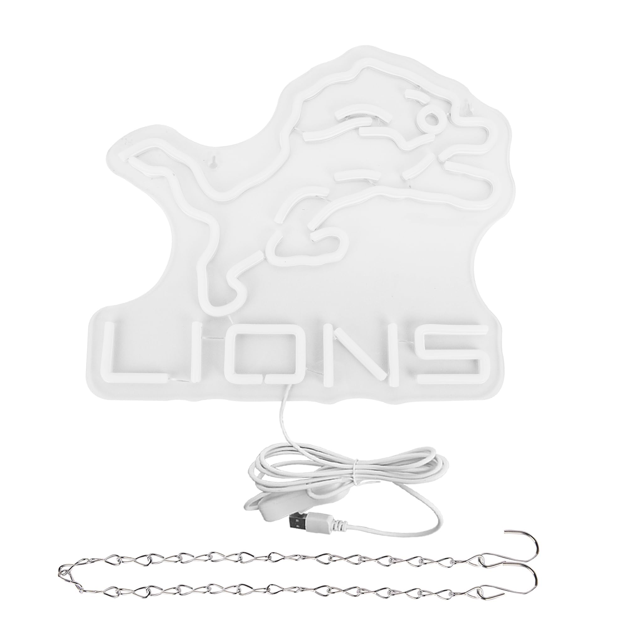 Ftmggdg Lions Neon Football Sign - Led Sports Decor Light For Man Cave, Bedroom, Club, 14.6X12.