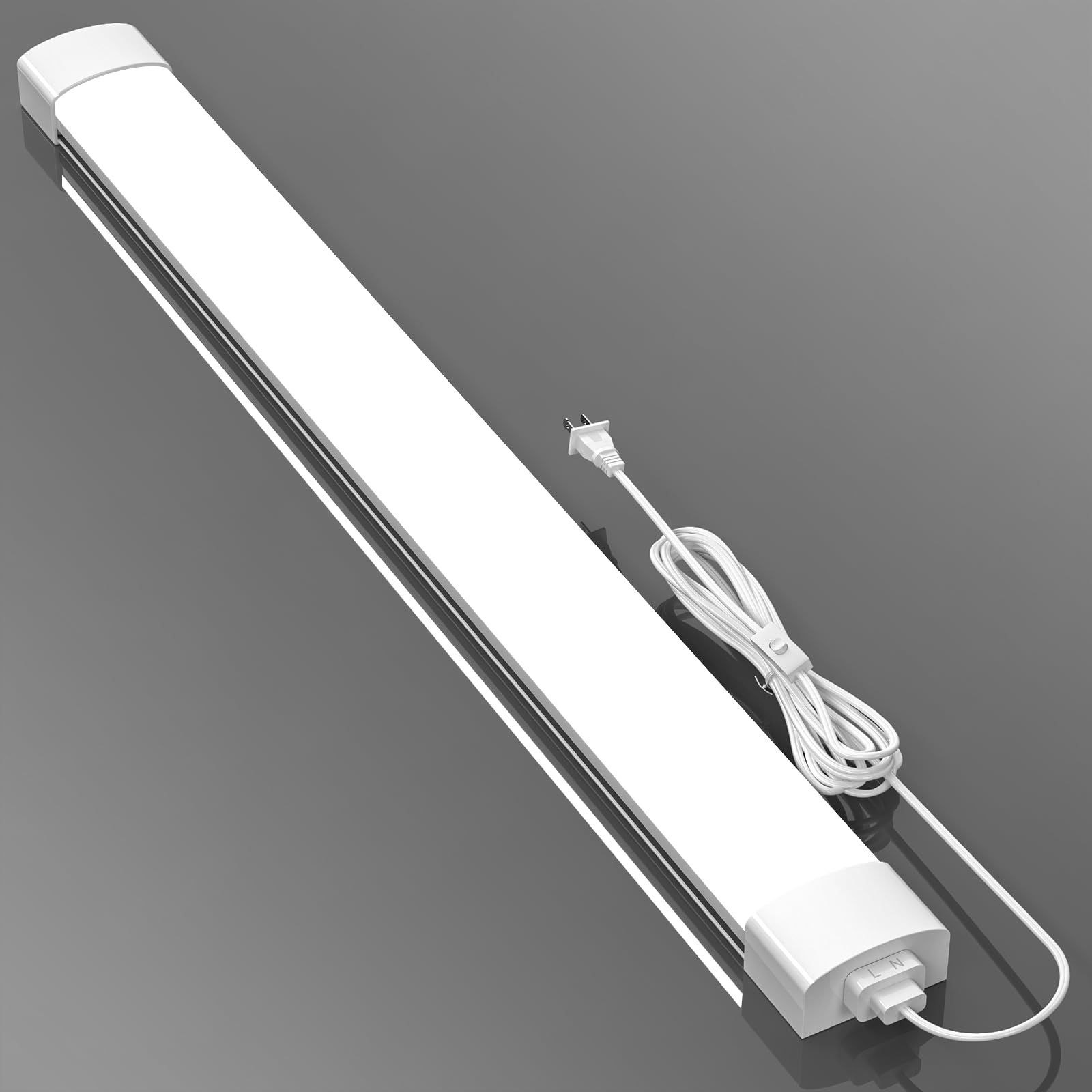 Airand Led Ceiling Light Fixture With Plug 5000K, Triproof Led Tube Lights 36W Linkable Closet Light For Workbench Kitchen Basem