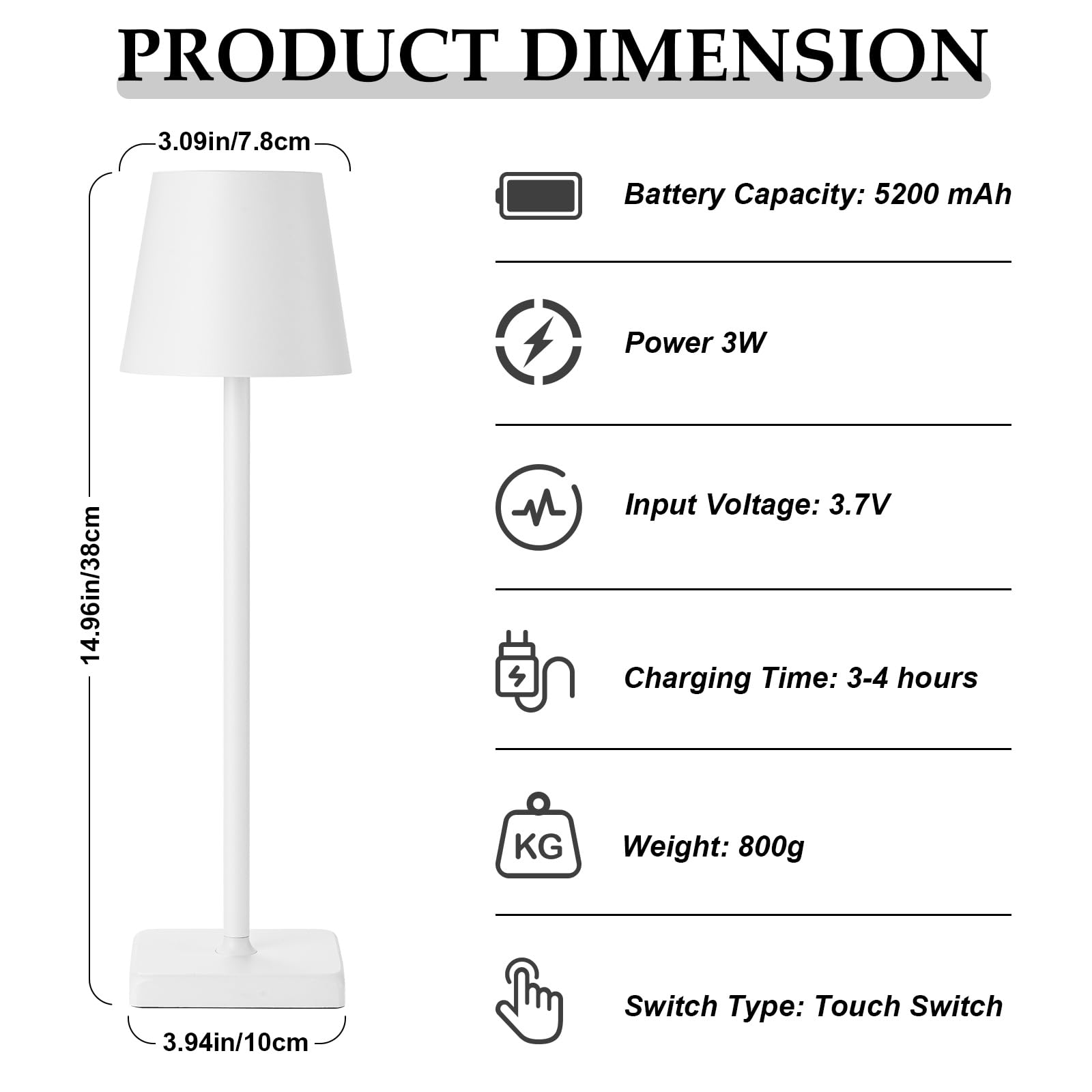 Hasun 2 Pack Rechargeable Table Lamp, Led Cordless Desk Lamp, 5200Mah Battery Operated Table Light, 3 Color Stepless Dimming Up