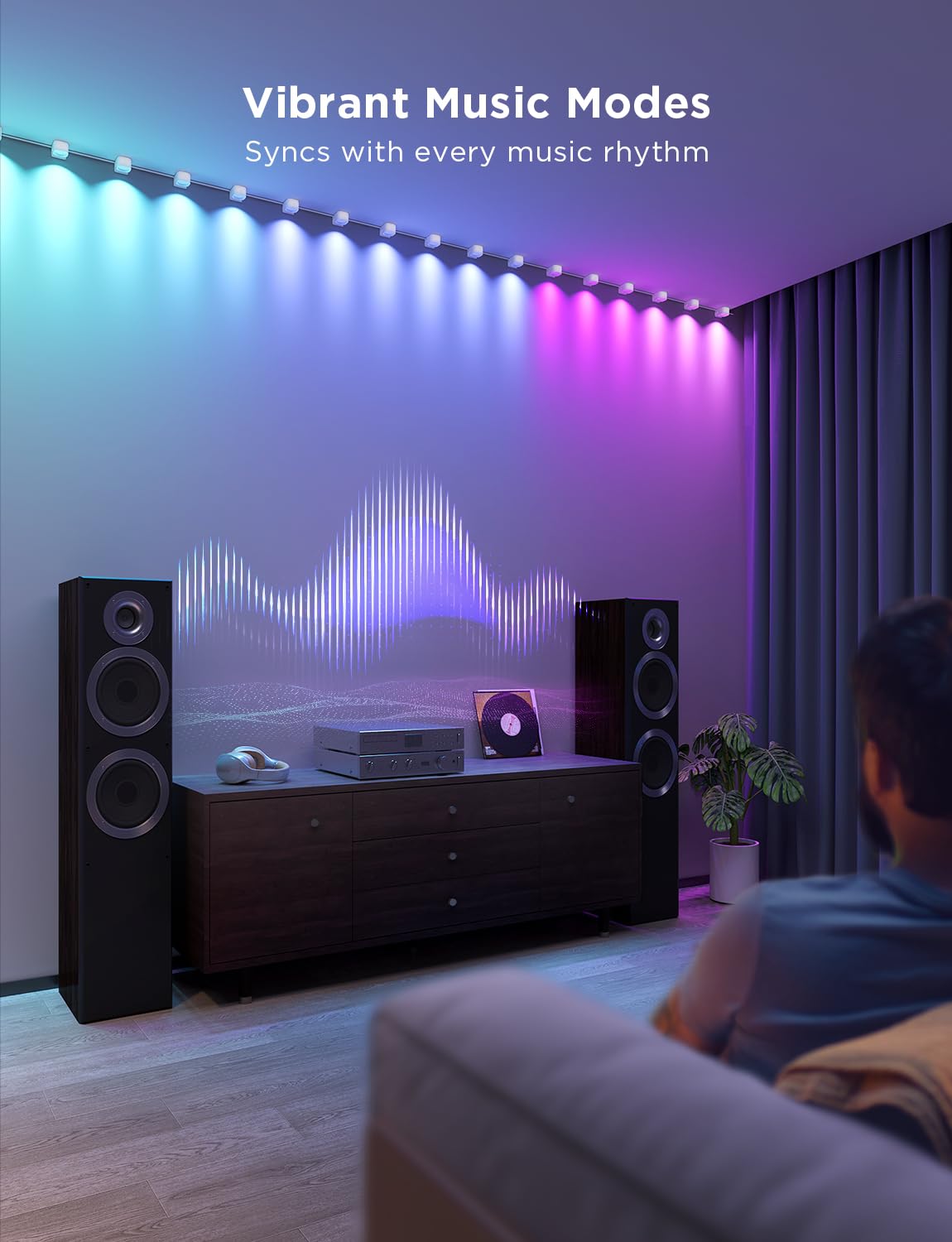 Govee Rgbic String Downlights, Smart Led String Lights Works With Alexa, Wi-Fi Color Changing Indoor Wall Light Fixture For Part