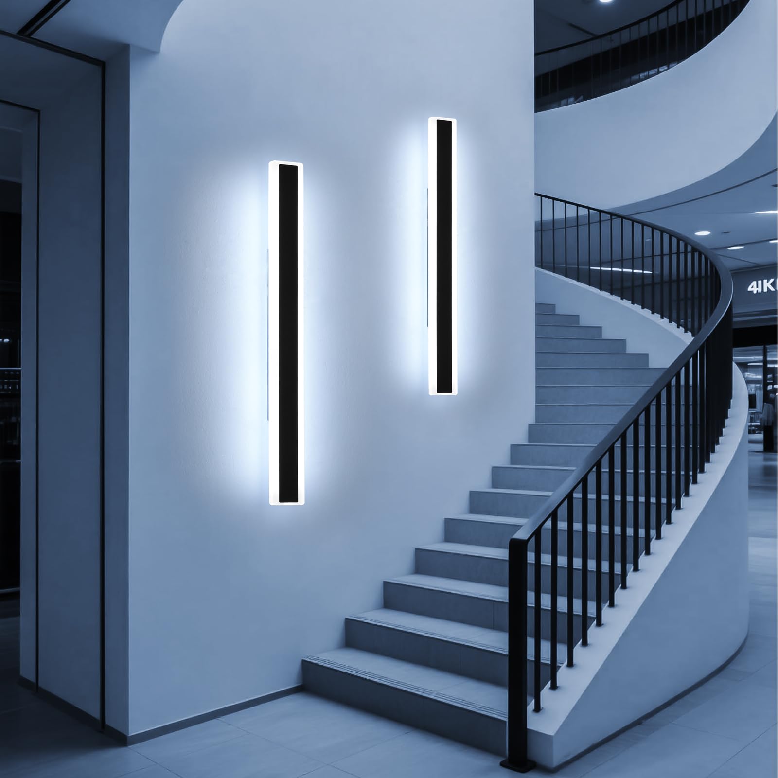 Mikeru 2Pack 47.2" LED Wall Light - 6000K Cool White, IP65 Waterproof Acrylic, Outdoor Porch Lighting Fixtures