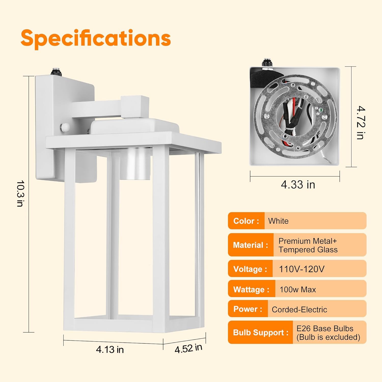 Wihtu White Dusk To Dawn Exterior Lighting Fixtures Wall Mount, Outdoor Front Porch Lighting Fixtures For House, Sensor Wall Sco