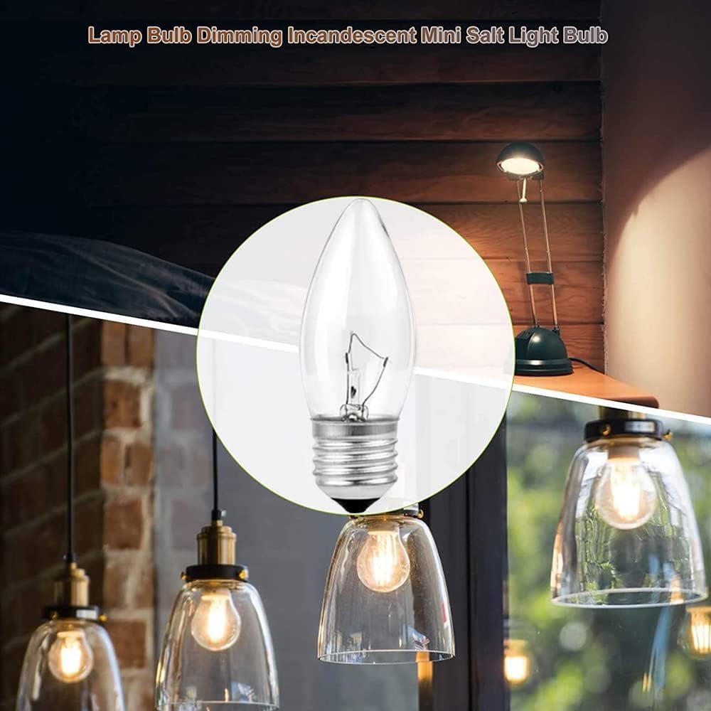 Kodbpj 60W Equivalent Medium E26 Candelabra Base Clear Dimmable Incandescent Torpedo Tip Candle Chandelier (6Pack)