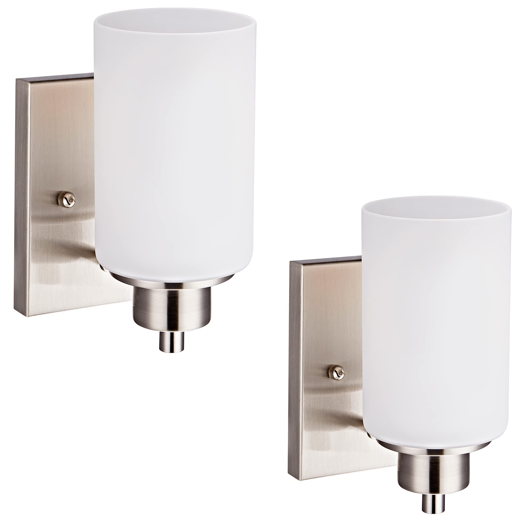 2 Pack Modern Bath Vanity Light Fixture 1-Light, Indoor Bathroom Wall Sconces For Living Room, Porch, Bedside, Brushed Nickel Fi