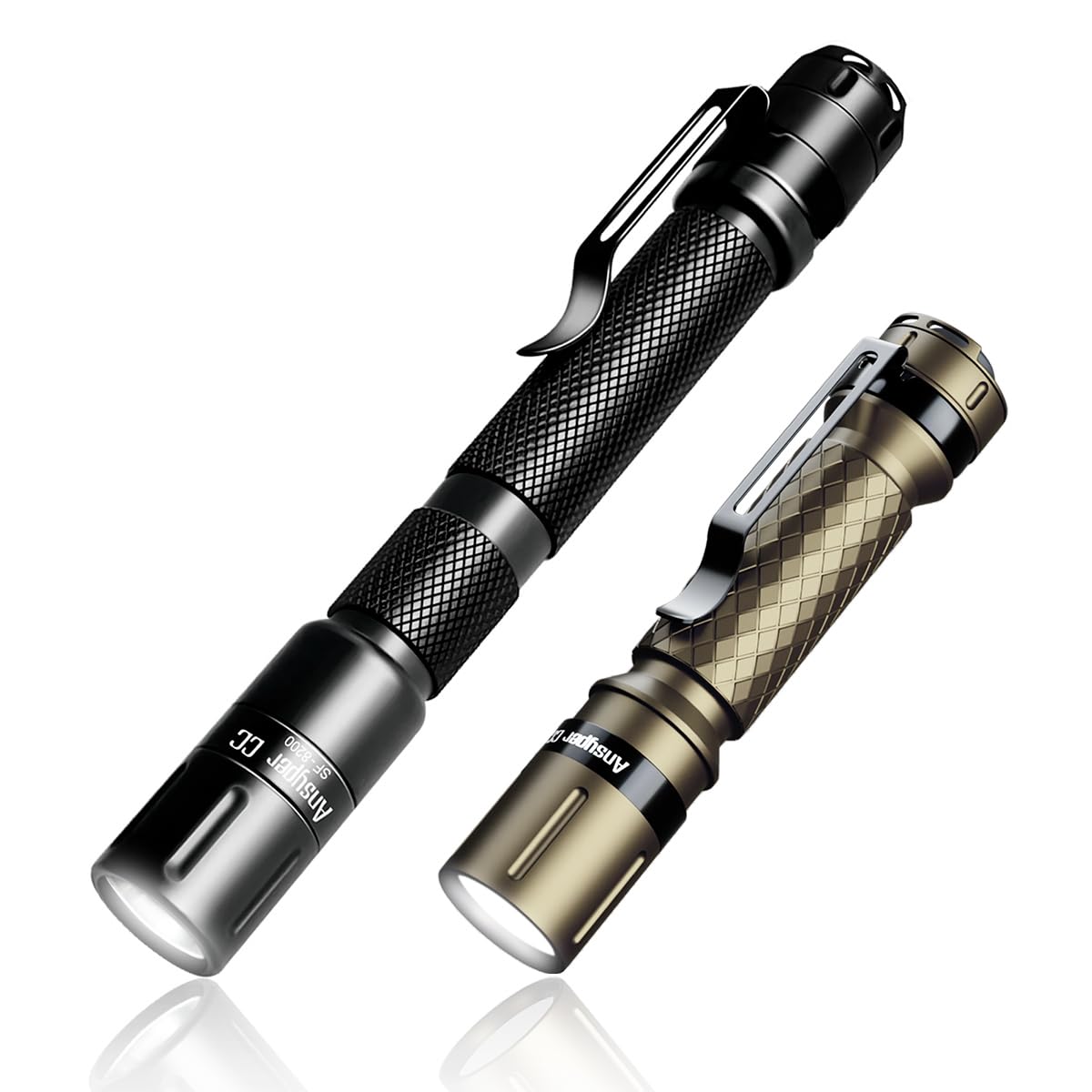 Ansyper CC 3 Modes Small Flashlights LED Powerful High Lumens Tactical Pen Light with Clip, Slim Portable Pocket Compact Torch f