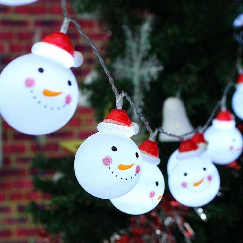 Christmas String Lights 10PCS Snowman String Lights Waterproof Fairy Christmas Lights Battery-Powered Decoration for Xmas Garden Patio Bedroom Party Decor Indoor Outdoor Celebration Lighting (Snowman)