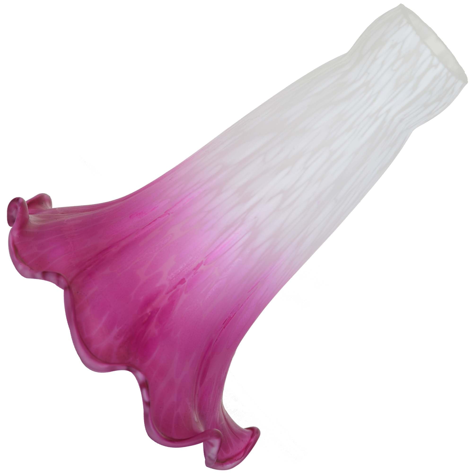 Bieye LS03S Lily Flower Blown Glass Lampshade (White Purple, Opening I.D. 0.87'' x O.D. 1'')