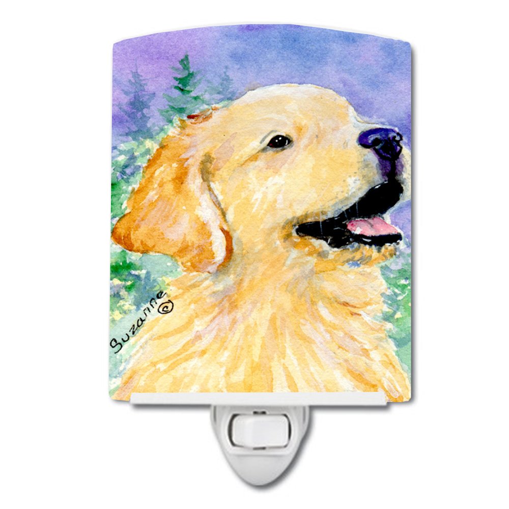 Caroline'S Treasures Ss8904Cnl Golden Retriever Ceramic Night Light Compact, Ul-Certified, Ideal For Bedroom, Bathroom, Nursery, Hallway, Kitchen, 6X4X3, Multicolor
