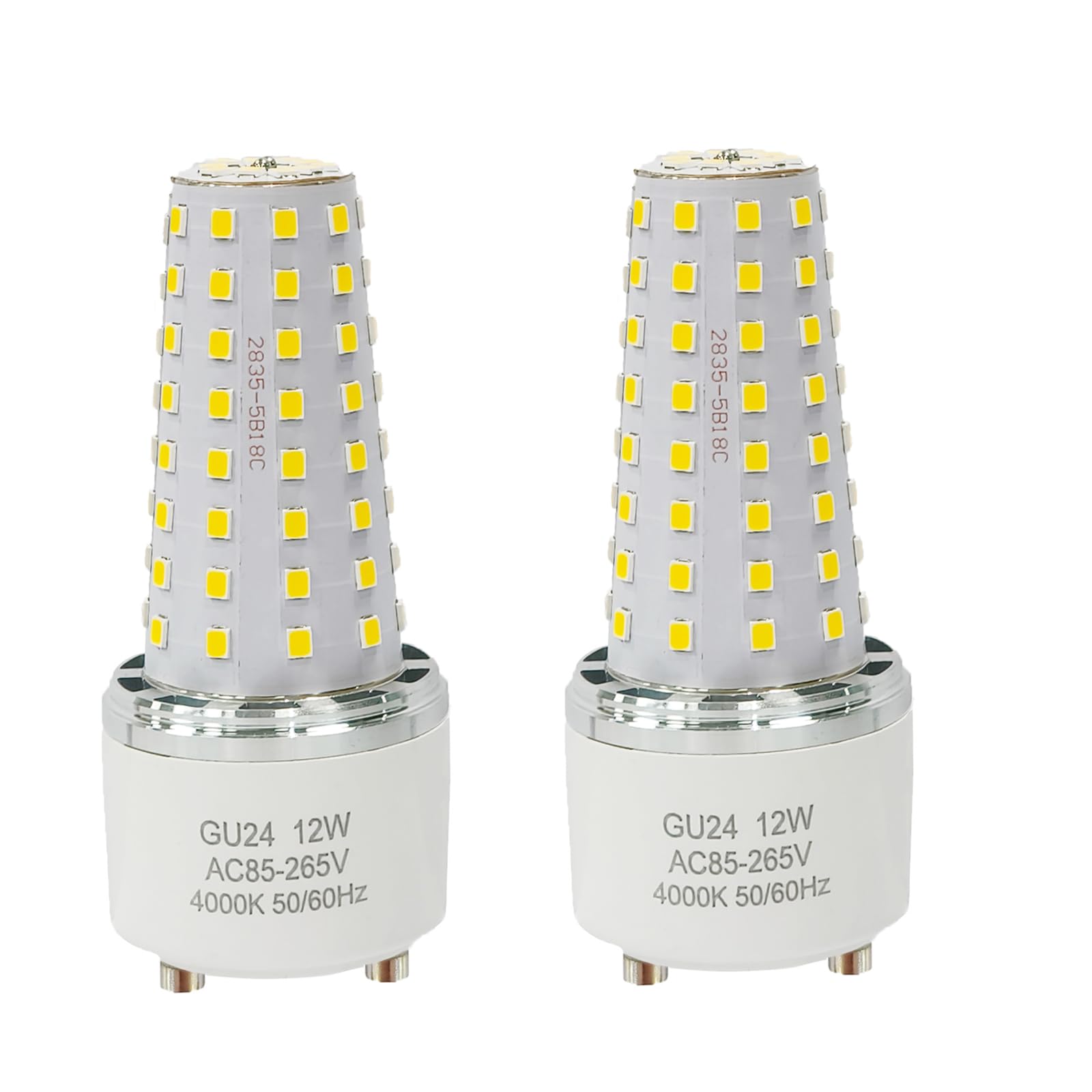 XRZT GU24 LED Bulb - 100W Equivalent, Plastic, 4000K, 2 Pack, Indoor/Outdoor Lighting, GU24 Base, Not Dimmable