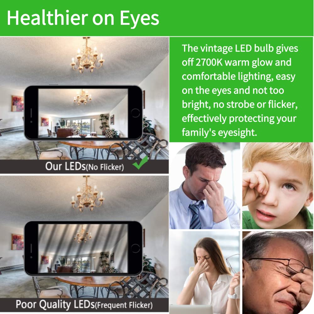 6-Pack G45 E26 Led Small Globe Bulbs 40Watt Equivalent, 2700K Warm White, 400Lumens, 4W G16.5 Vintage Chandelier Light Bulbs, No