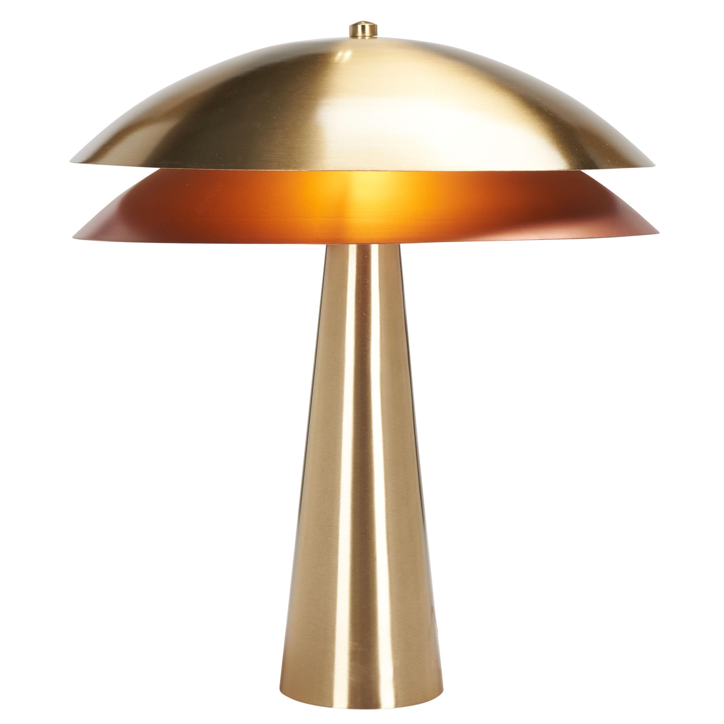 SAFAVIEH Lighting Collection - Rafaela Brass Metal Table Lamp, 18 Modern Accent Light with Double Dome Shade, G9 Bulb Compatible