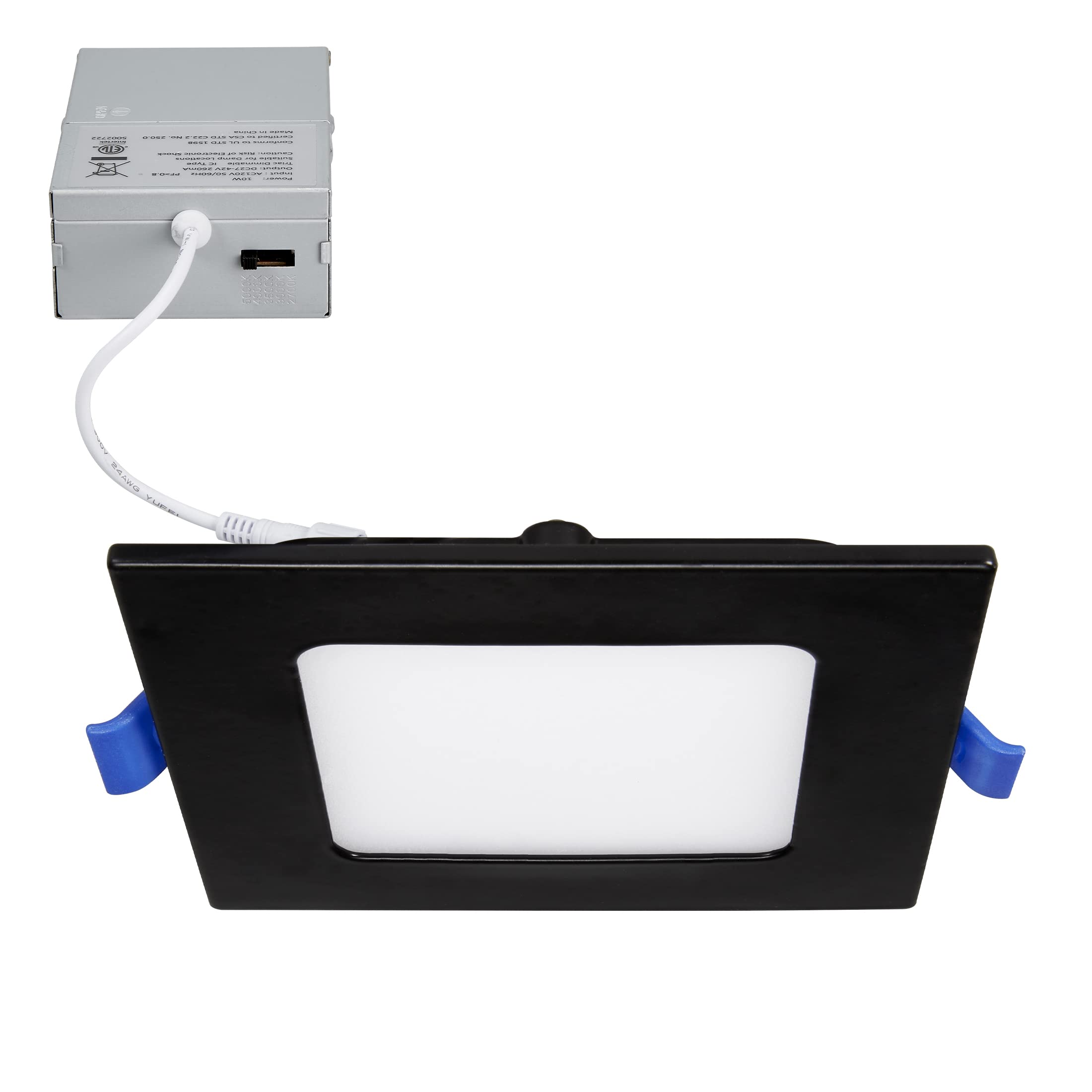 Maxxima 4 in. Square Ultra Thin Recessed LED Downlight - 5 CCT Color Selectable 2700K/3000K/3500K/4000K/5000K, 700 Lumens, Slim 