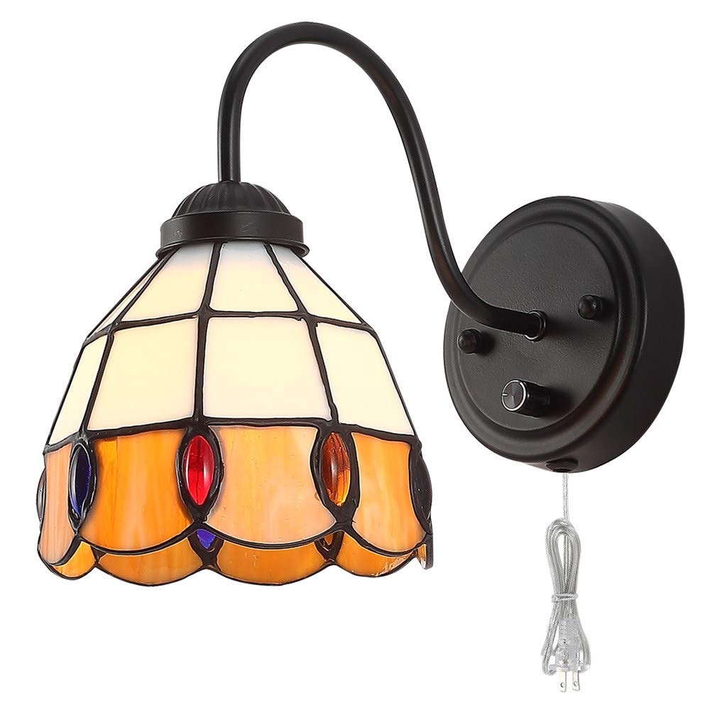 Dengmall Tiffany Dimmable Gooseneck Wall Sconce Lamp, Vintage Industrial Design For Bedroom & Living Room