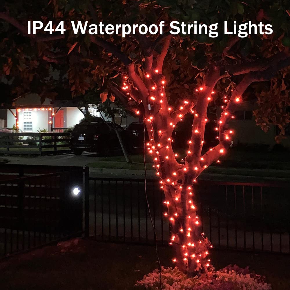 Halloween Indoor String Lights Orange - 220 Leds 82Ft/25M Memory Function 8 Modes End-To-End Plug In Outdoor Waterproof Fairy Twinkle Tree Fall Lights For Autumn/Thanksgiving Day/All Saints Day/Yard