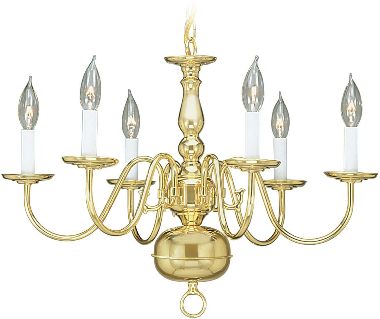 Livex Lighting 5006-02 Williamsburgh 6 Light Polished Brass Chandelier