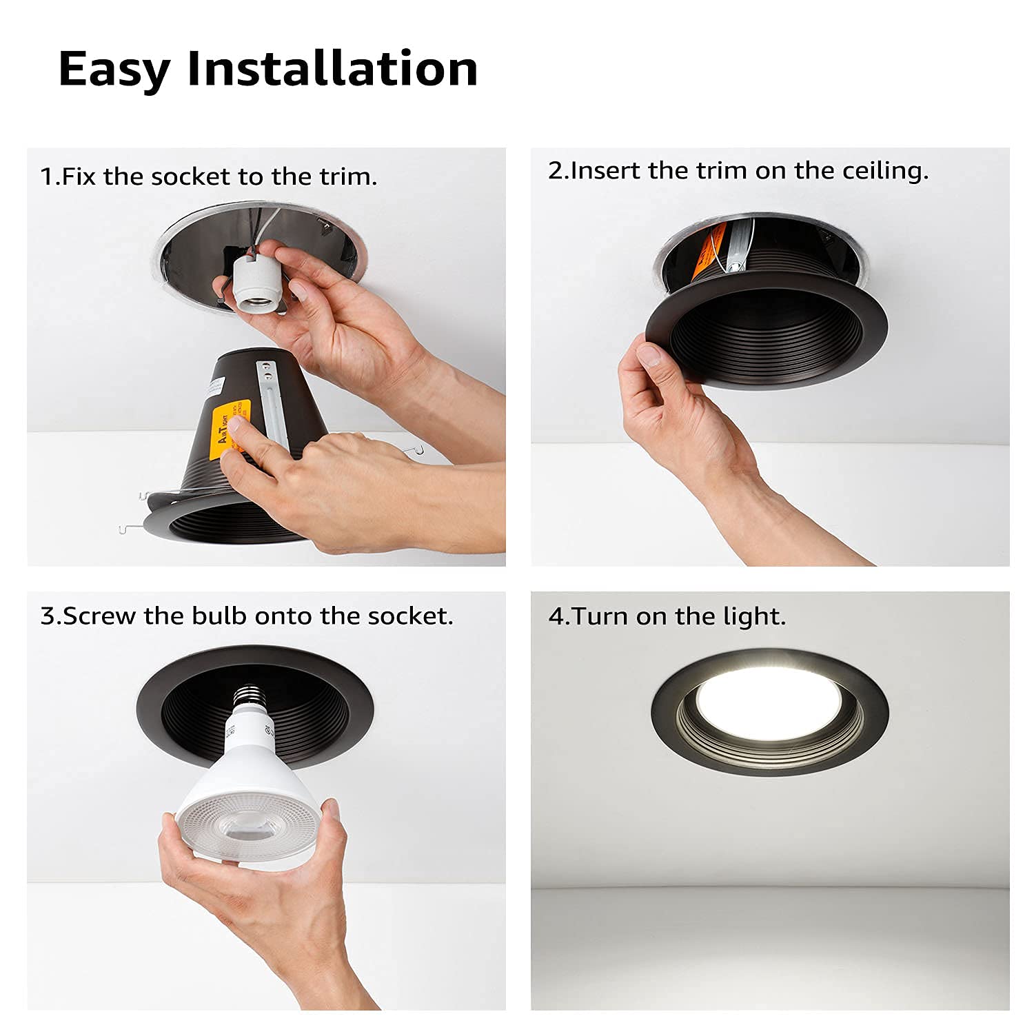 Torchstar 6 Inch Recessed Can Light Trim, Air Tight Baffle, Ic-Rated Anti-Glare, Self-Flanged, Oil Rubbed Bronze, Pack Of 6