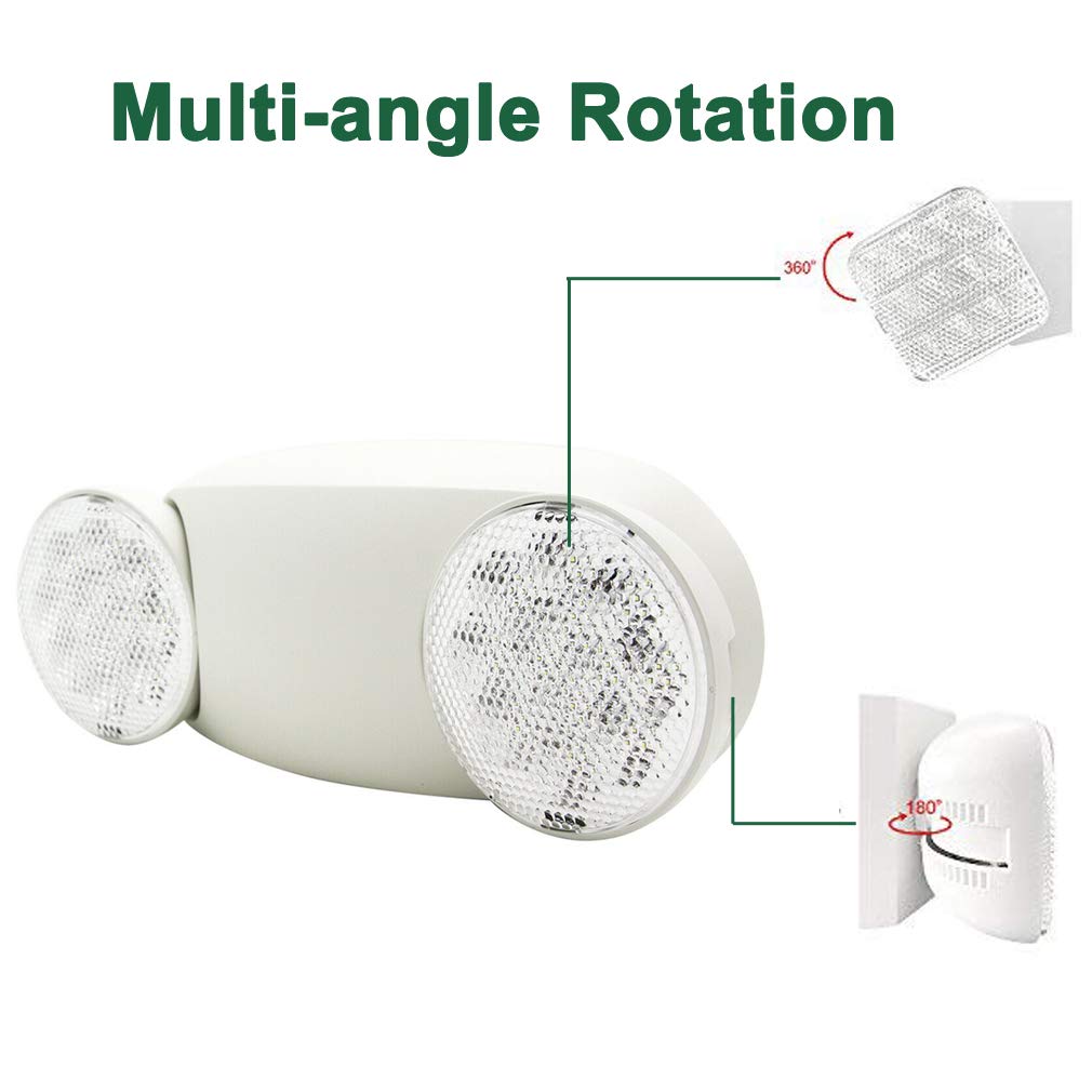 Ostek Led Emergency Exit Lighting Fixtures With Two Heads, Us Standard Adjustable Integrated Led Emergency Light With Battery Ba