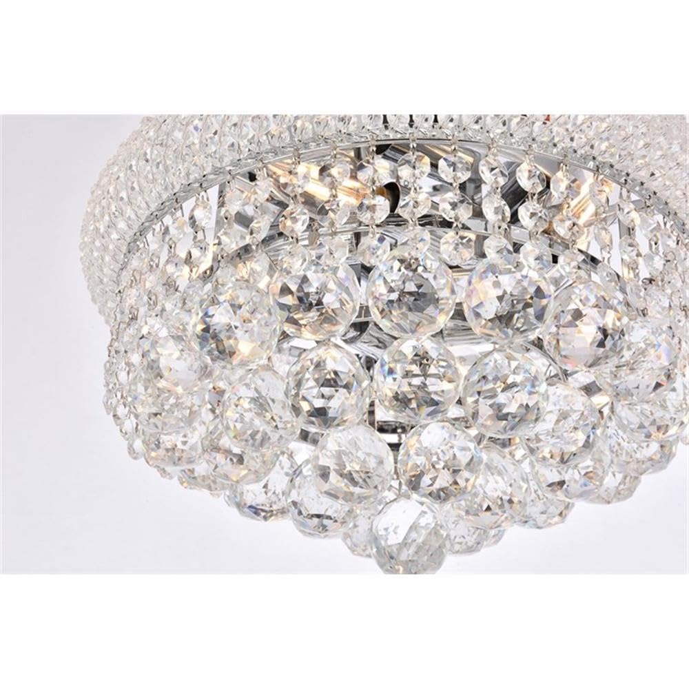 Elegant Lighting 6-Light Flush Mount - Chrome Finish, Royal Cut Crystals, 14 - Model 1800F14C/Rc, Multicolor