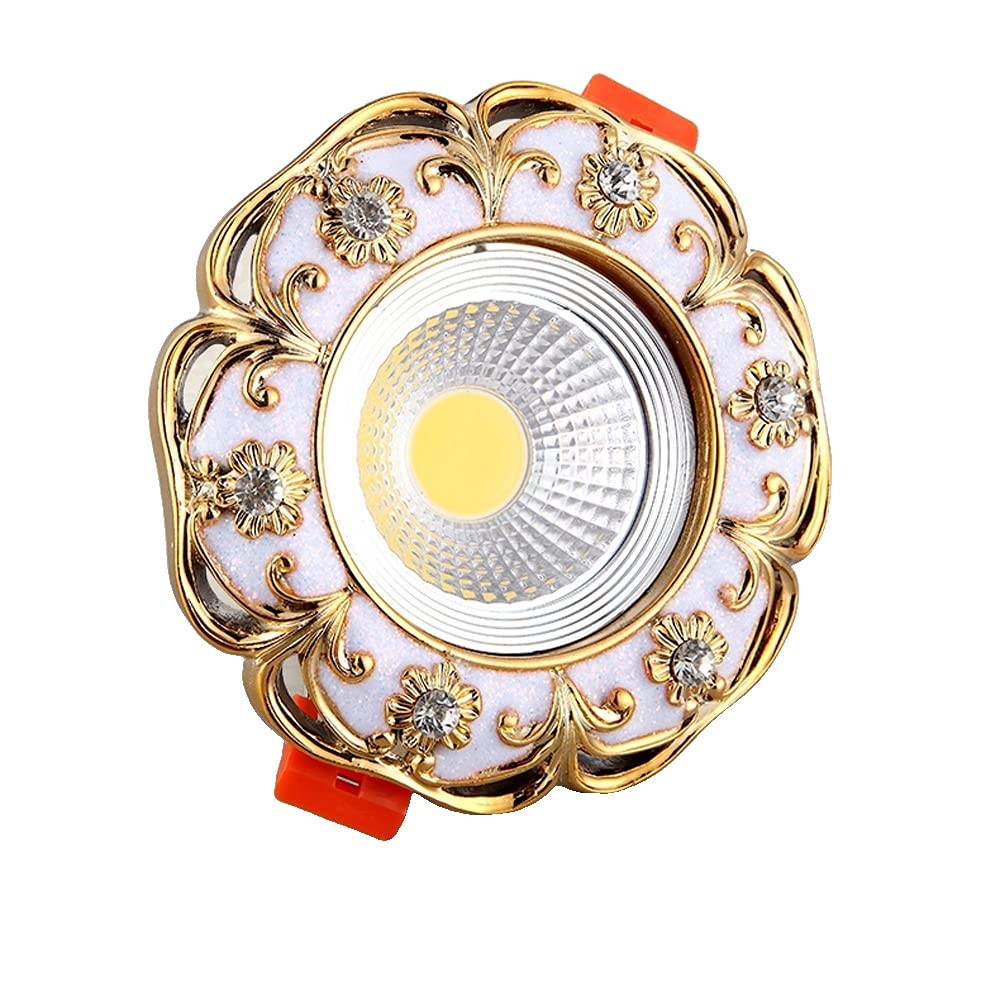 OZZKI Recessed LED Ceiling Recessed Downlamp European Retro Panel Mounted Downlight Spotlights Aluminum Round Carved Ceiling Lig