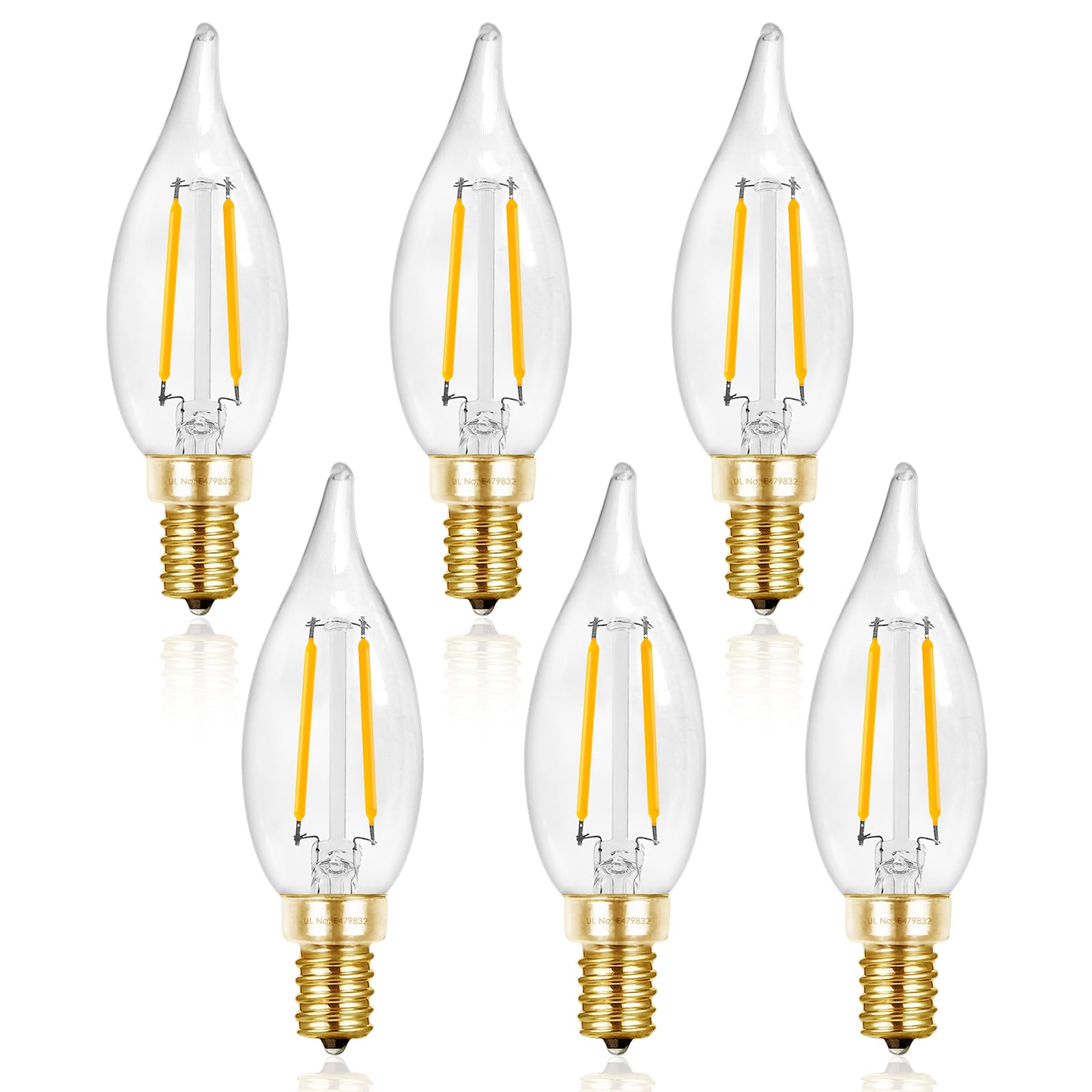 Hizashi 25 Watt Candelabra Bulbs, E12 Led Bulb Dimmable 2700K Soft Warm White, Chandelier Light Bulbs, Flame Tip Ca10 Candle Lig