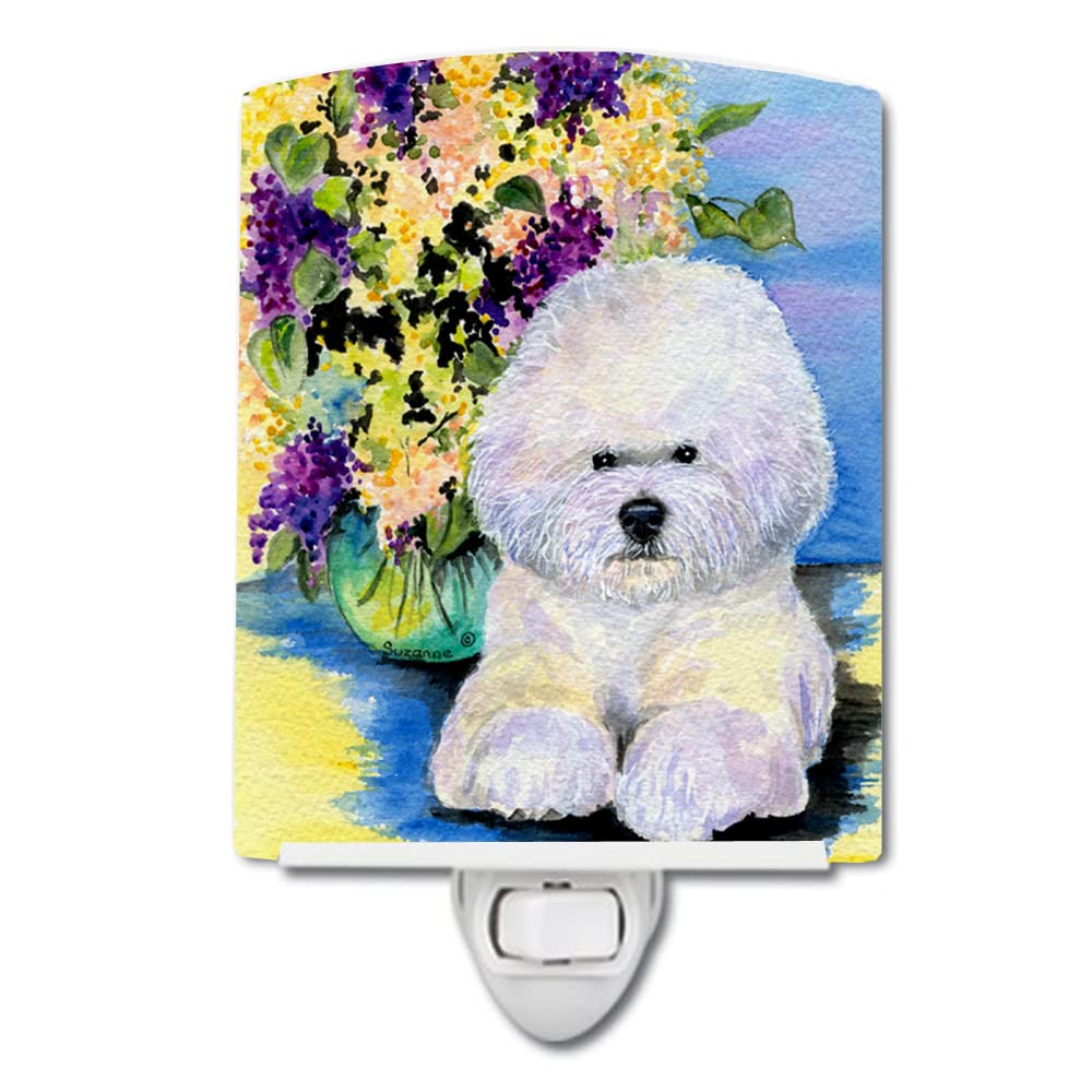 Caroline'S Treasures Ss8295Cnl Bichon Frise Ceramic Night Light Compact, Ul-Certified, Ideal For Bedroom, Bathroom, Nursery, Hallway, Kitchen, 6X4X3, Multicolor