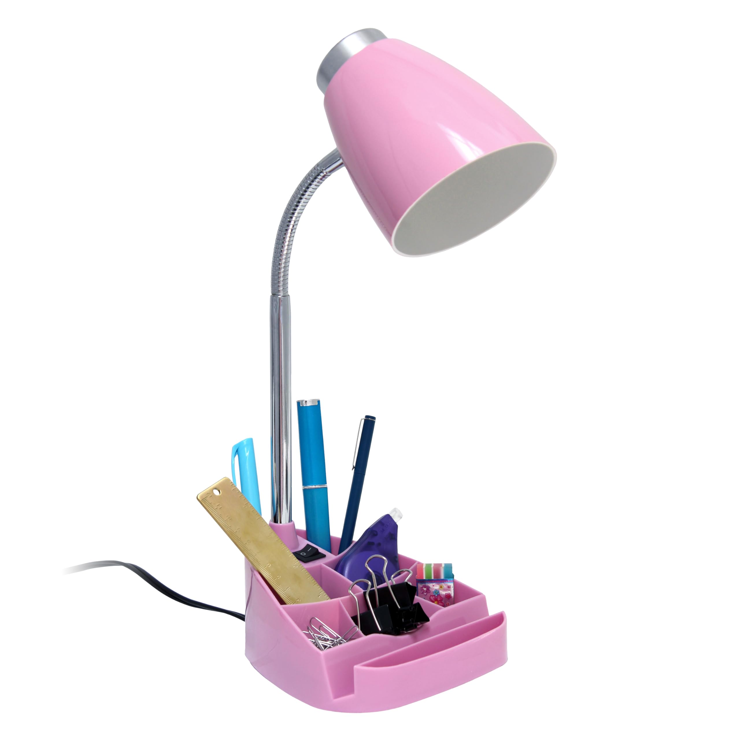 Simple Designs Gooseneck Organizer Ipad Stand Lamp, 6.5X6.5X18.5, Pink, Model Ld1002-Pnk, Abs Plastic, Pack Of 1