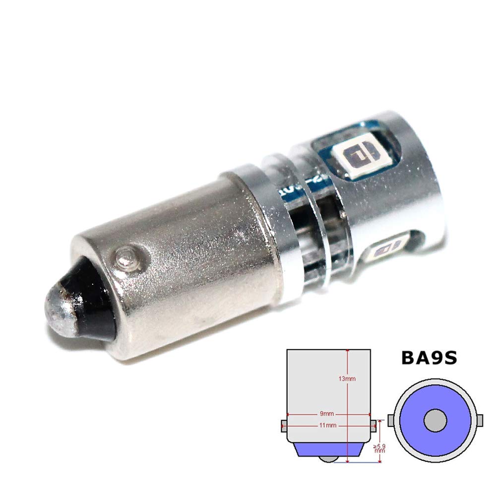PHINLION BA9S Blue LED Car Light Bulb, 2835 5-SMD, for License Plate, Side Door, Courtesy, Interior Dome, Map Lights