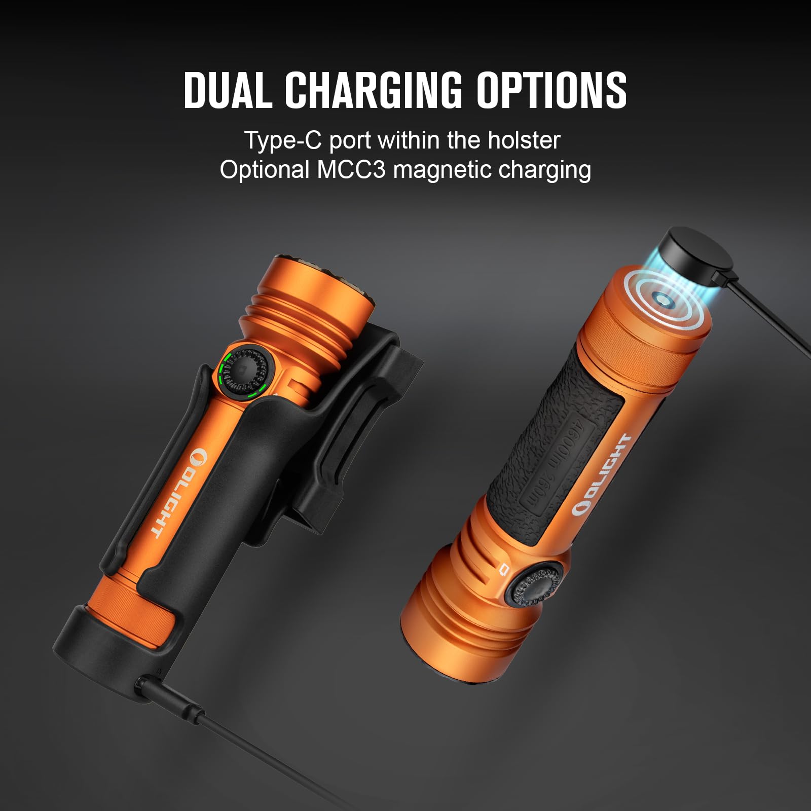 OLIGHT Seeker 4 Pro Flashlight - 4600 Lumens, USB C, Waterproof IPX8, Orange