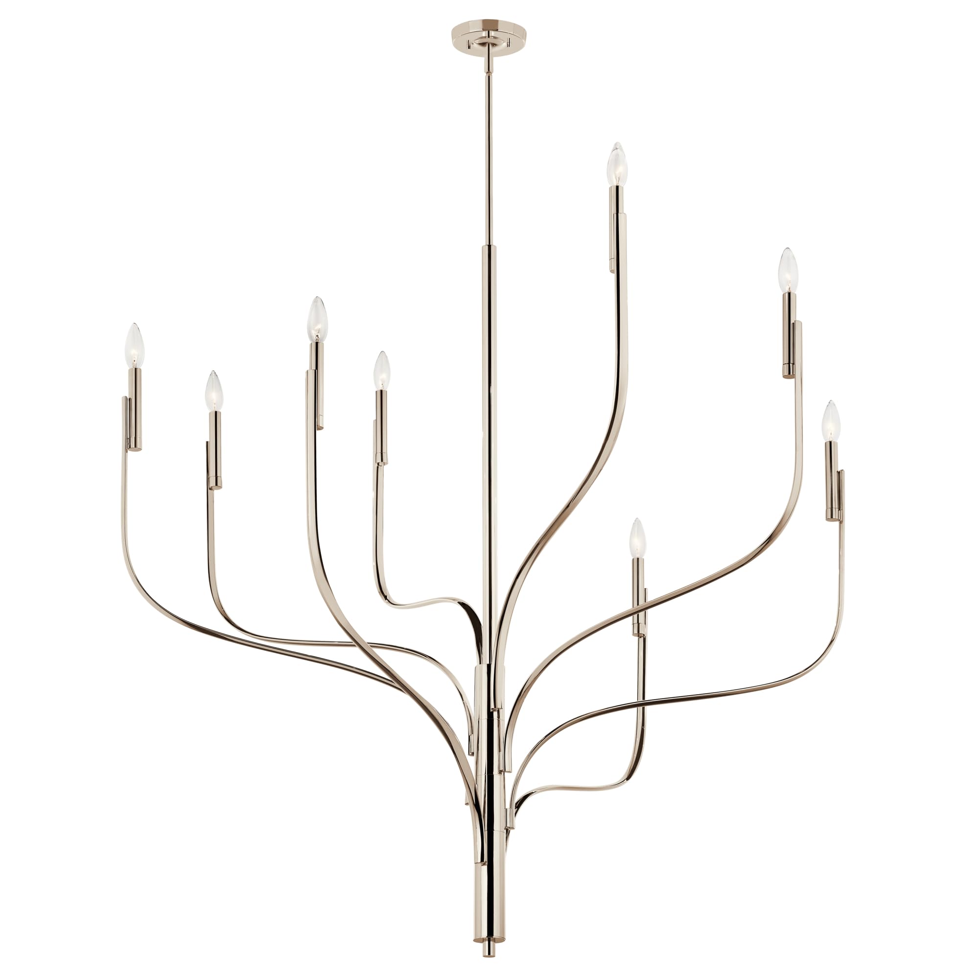 Kichler Livadia 8-Light Chandelier, Soft Modern-Light in Polished Nickel, for Foyer, Great Room, or Vaulted Dining or Bedroom (4