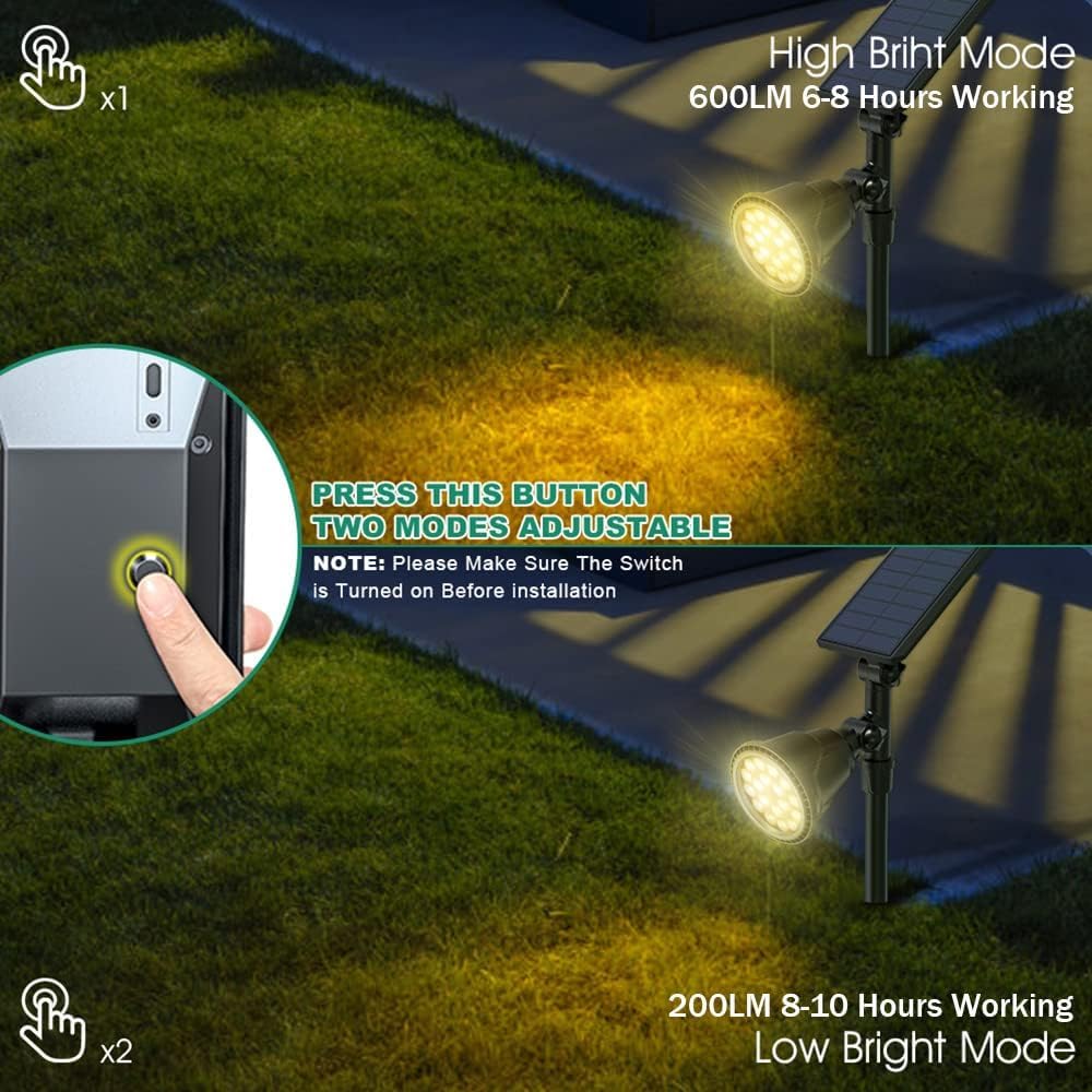 Osord Solar Landscape Spotlights, Solar Lights Outdoor 18 Led Waterproof Solar Spot Lights Soft Warm White Landscape Lighting Au