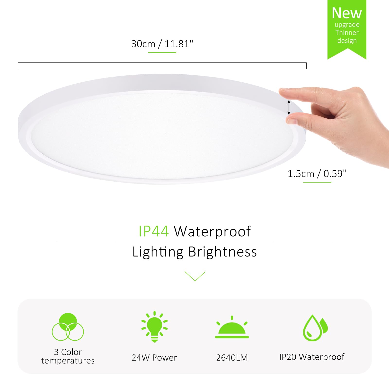 Lumllsaji 2 Pack Led Flush Mount Ceiling Light, 24W Ultra Thin Round White 3000K/4000K/6500K 3 Color Temperatures Adjusted 12 In