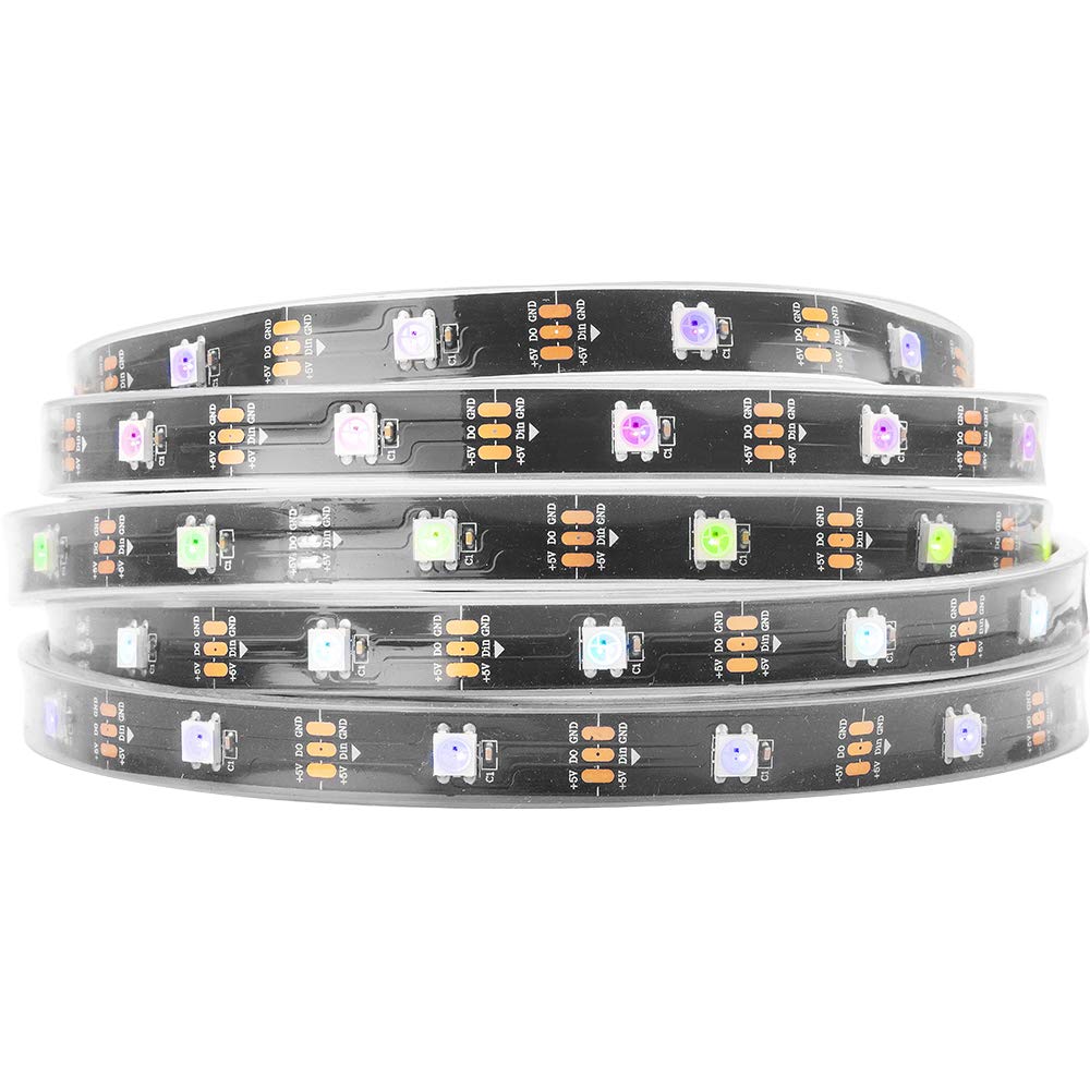 BTF-LIGHTING WS2812B RGB LED Pixel Strip 16.4FT 150LED Flexible Black PCB IP67 Waterproof