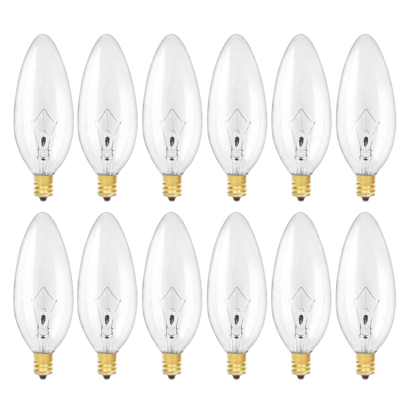 Yingfk 12-Pack E12 B10 Candle Light Bulbs Dimmable Chandelier Light Bulbs, Clear Candelabra Base Bulbs For Pendants Or Outdoor, 