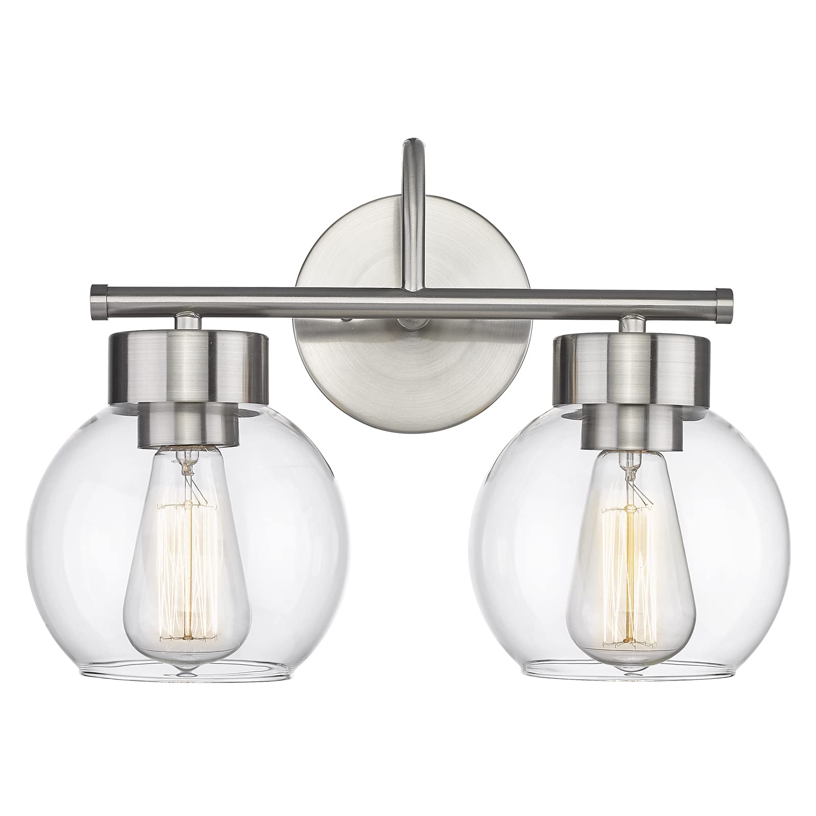 Eapudun 2-Light Bathroom Light Fixtures Over Mirror, Brushed Nickel Vanity Lights For Bathroom Modern Wall Sconces Vanity Light