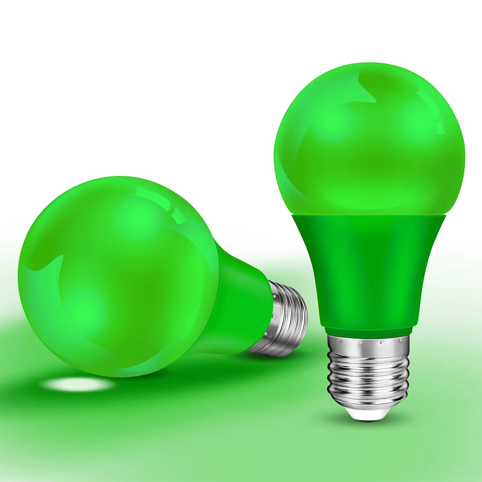2-Pack Green Light Bulb Christmas Light Bulbs, 9W (60W Equivalent) LED Colored Light Bulb E26 Base for Christmas Halloween Home Holiday Lighting Party Wedding Bar Mood Decor