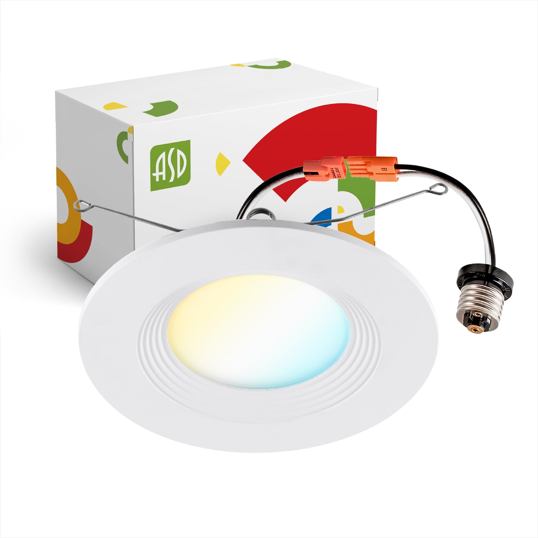 ASD Retrofit LED Recessed Lighting 6 Inch | White 12W 1009 Lm Wet Rated Dimmable Ceiling LED Downlights | 2700K-5000K Adjustable